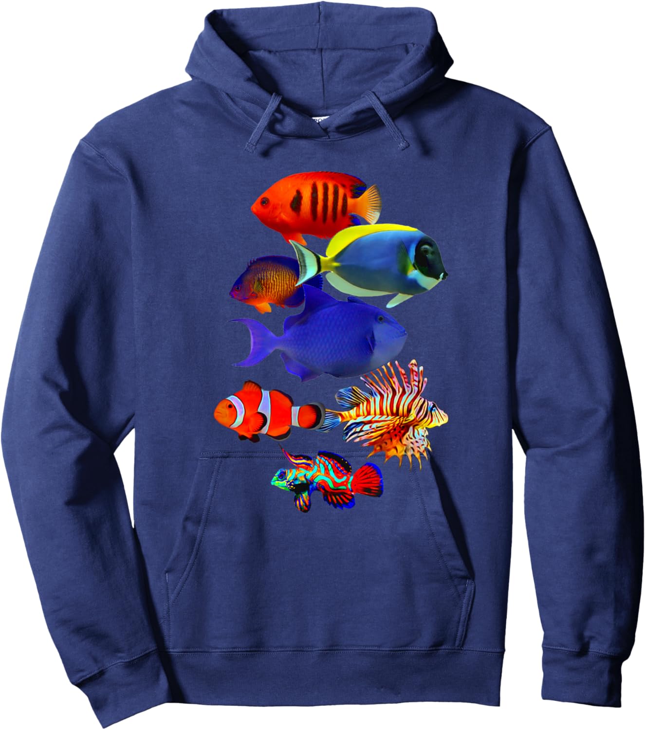 Saltwater Reef Aquarium Lover Trigger Mandarin Goby Hoodie - Hoodie | Navy
