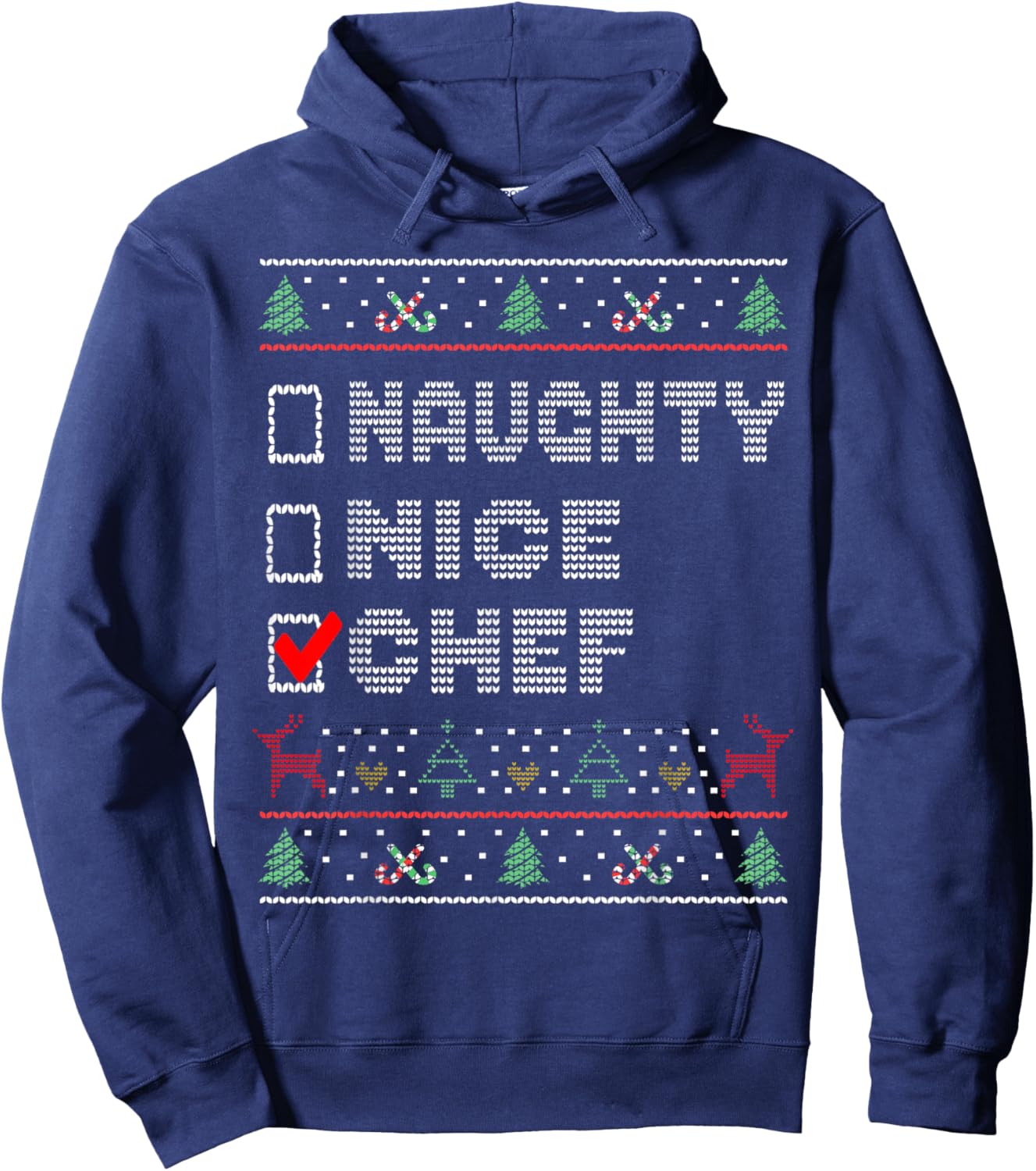 Naughty Nice Chef, Matching Christmas Group Pajama Hoodie - Hoodie | Navy