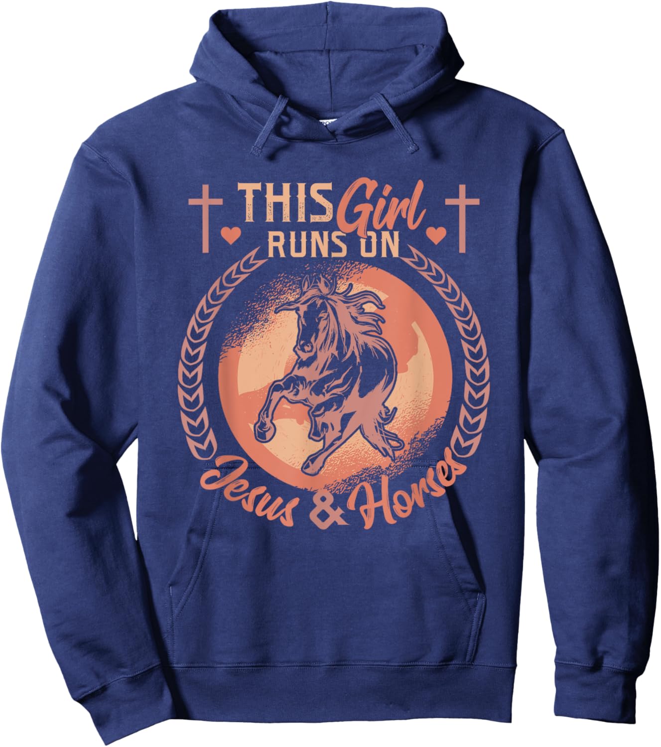 This Girl Runs On Jesus And Horses Jesus And Horses Hoodie - Hoodie | Navy