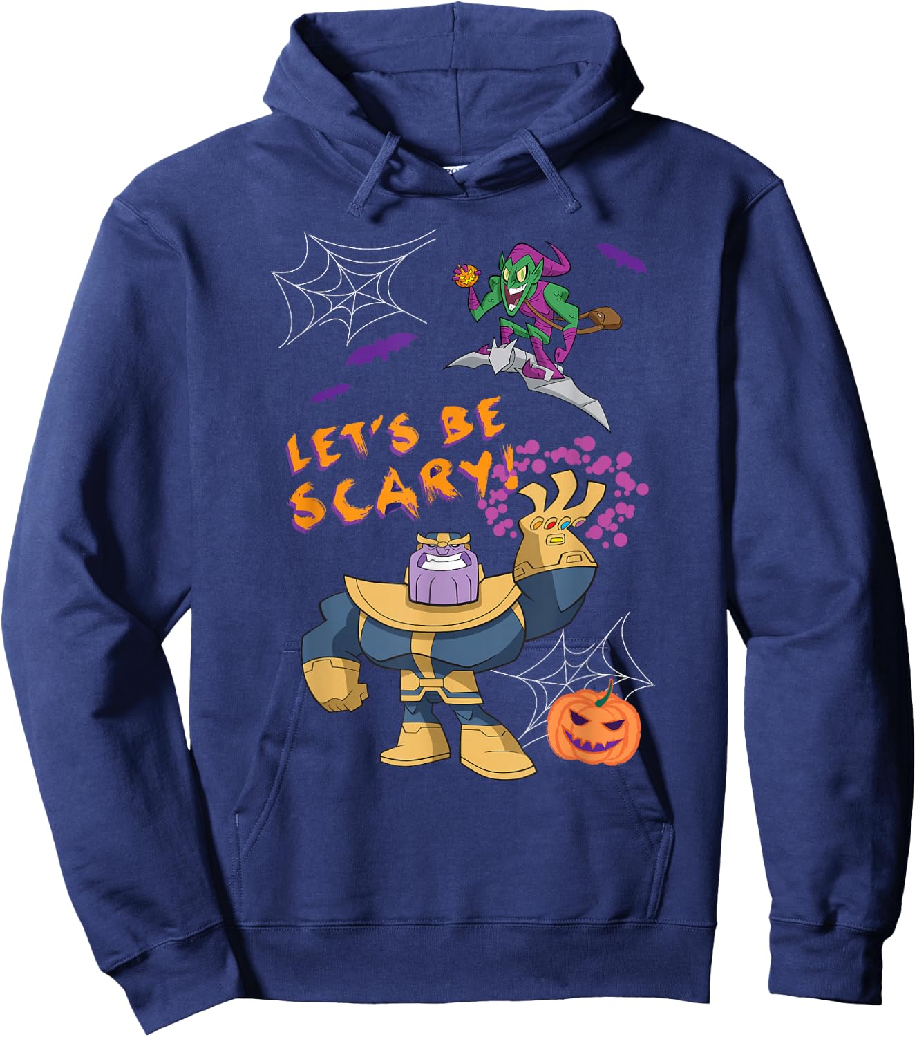 Marvel Studios Thanos Green Goblin Halloween Pumpkin Webs Hoodie - Hoodie | Navy