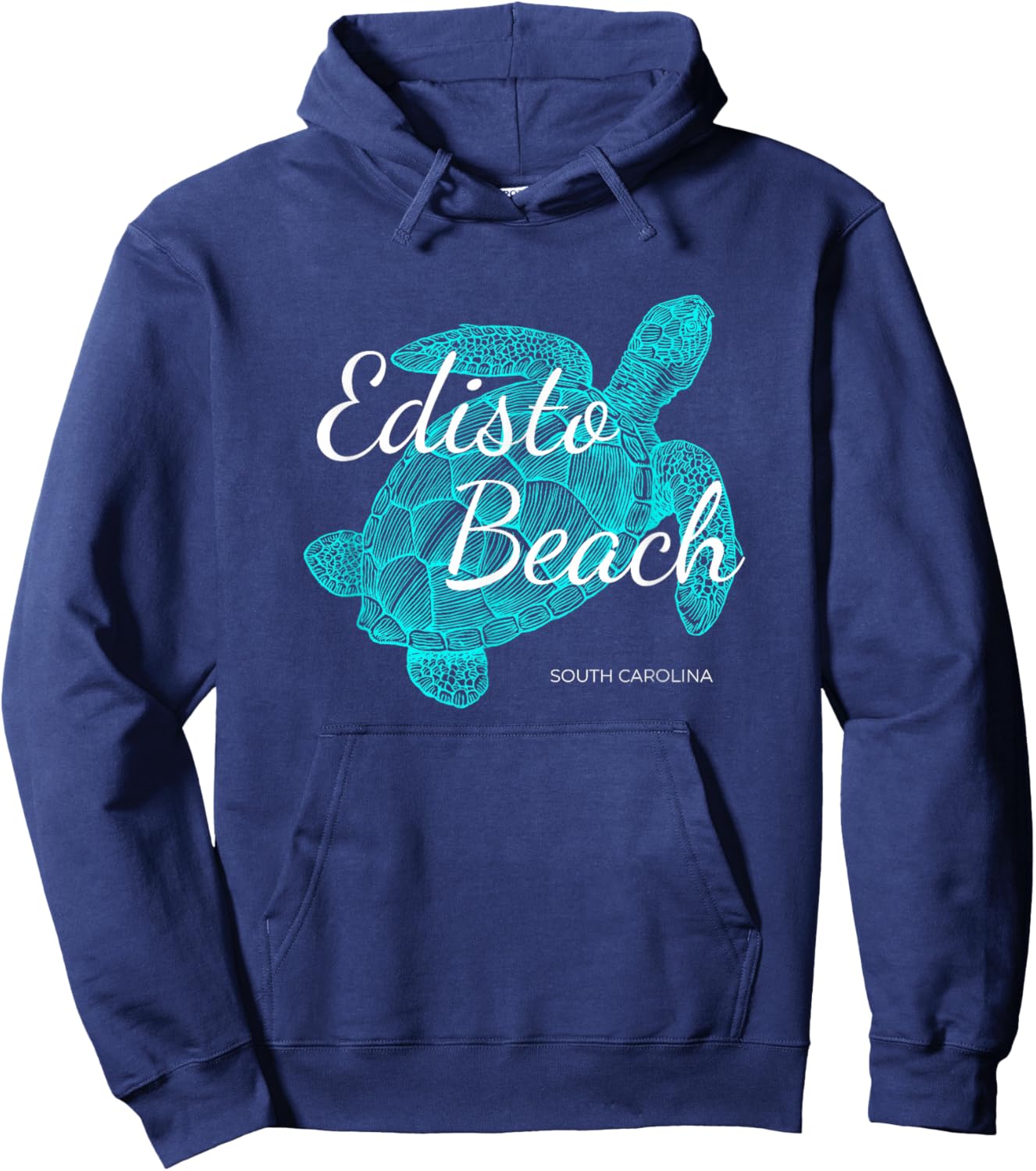 Edisto Beach South Carolina Vacation With A Turtle Graphic Hoodie - Hoodie | Navy