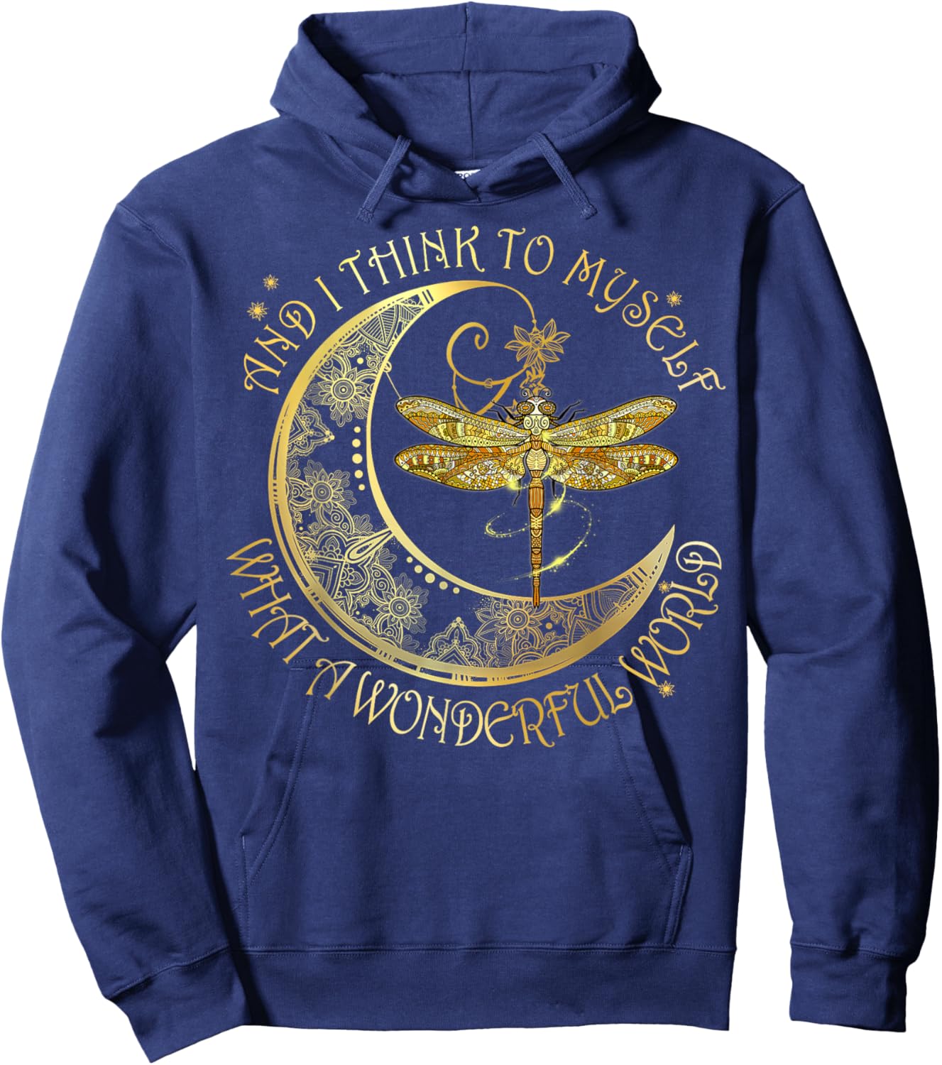 To Myself What A Wonderful World Dragonflies Art Men Women Hoodie - Hoodie | Navy