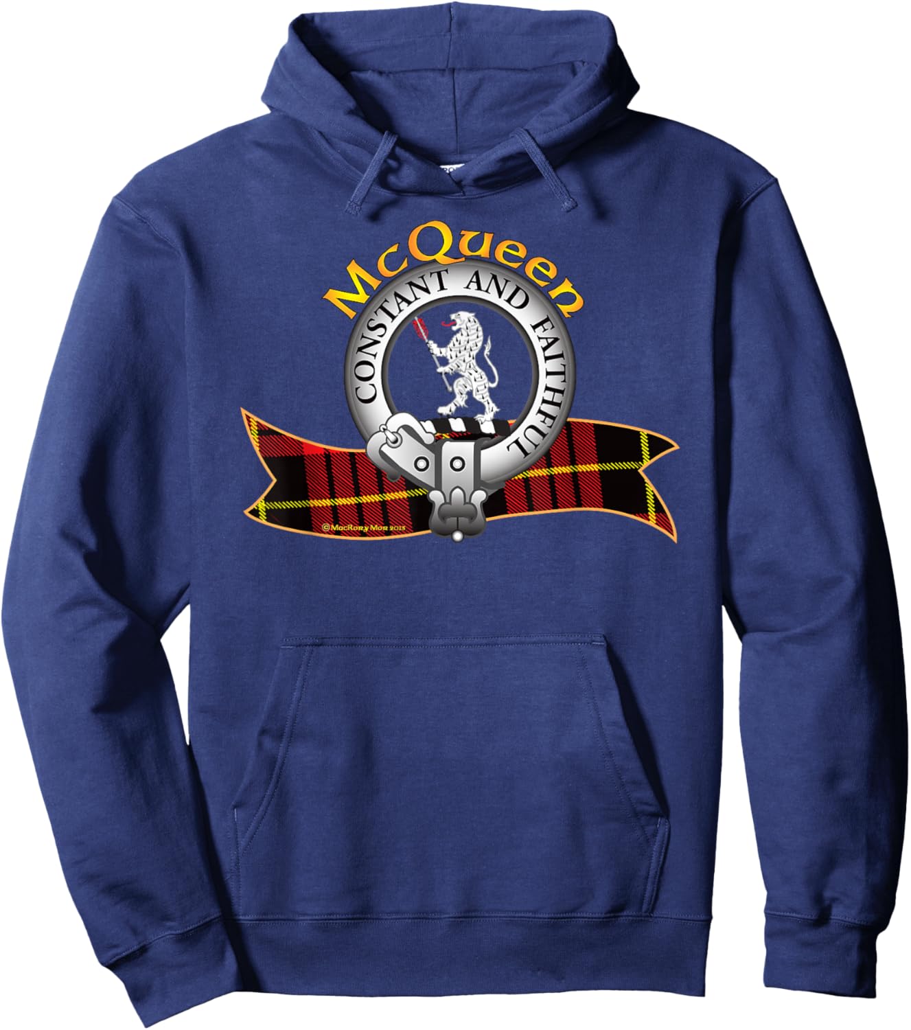 McQueen Clan Tartan Crest Motto Hoodie - Hoodie | Navy
