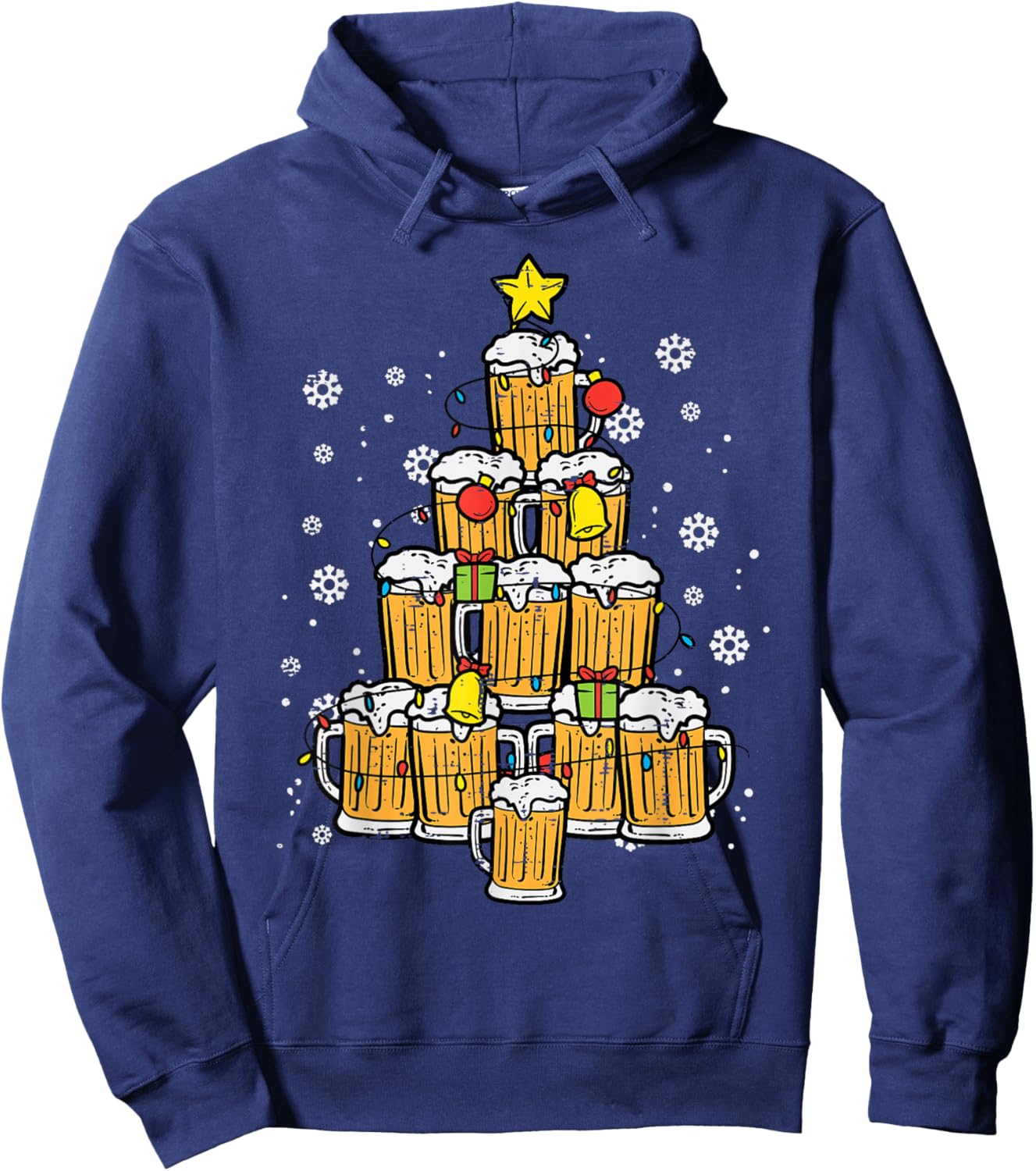 Beer Christmas Tree Xmas Brew Dad Men Hoodie - Hoodie | Navy
