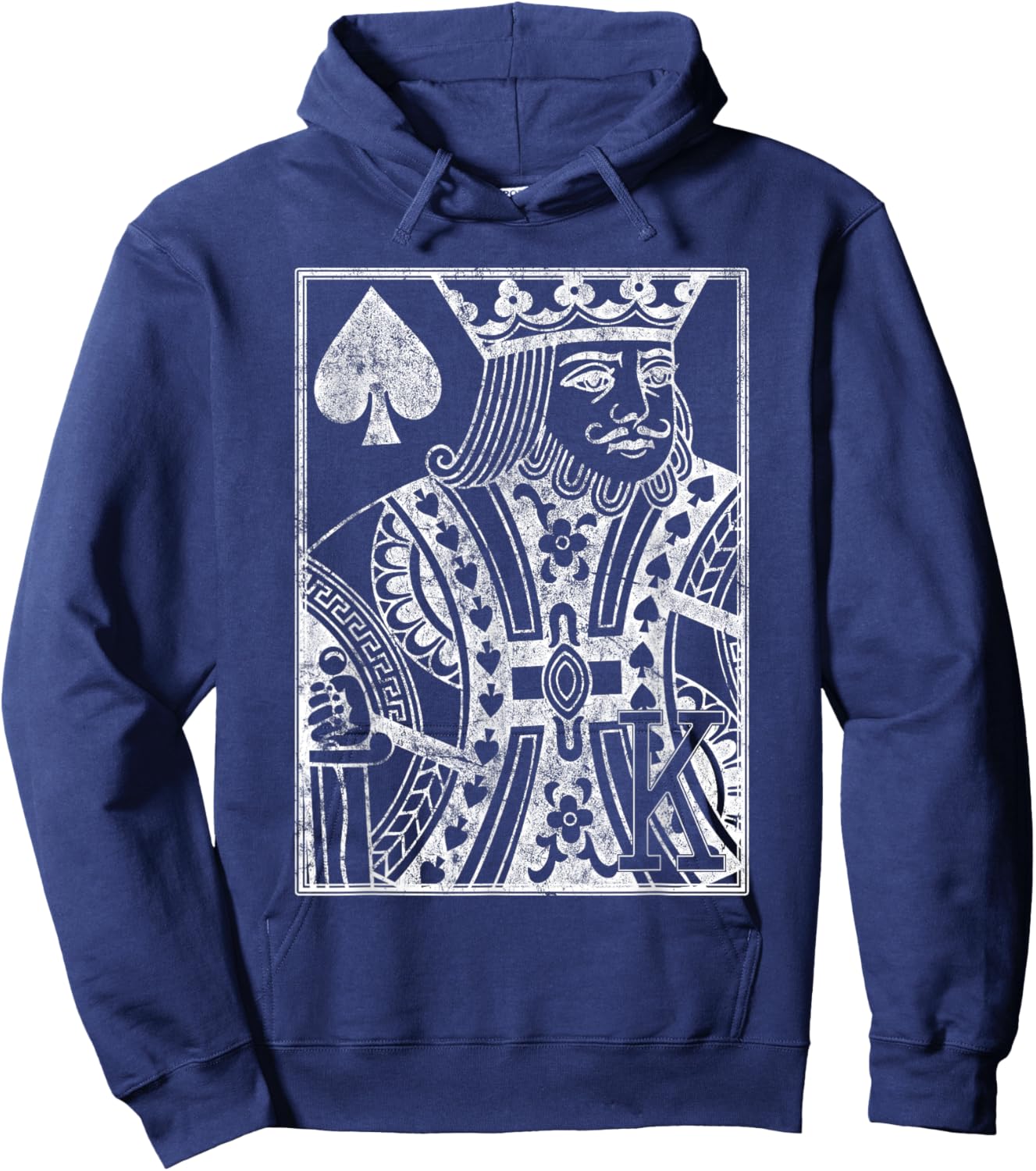 King of Spades Vintage Look Distressed Playing Card Hoodie - Hoodie | Navy