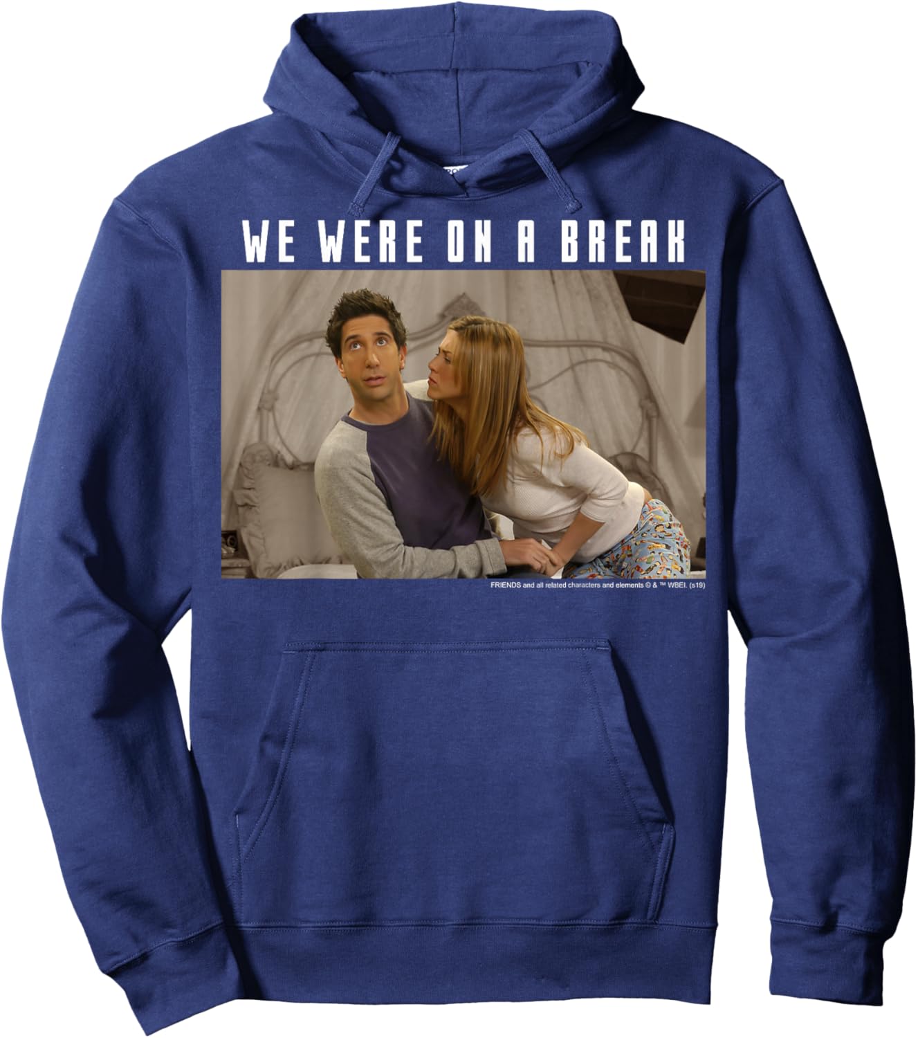 Friends Ross & Rachel We Were On A Break Portrait Hoodie - Hoodie | Navy