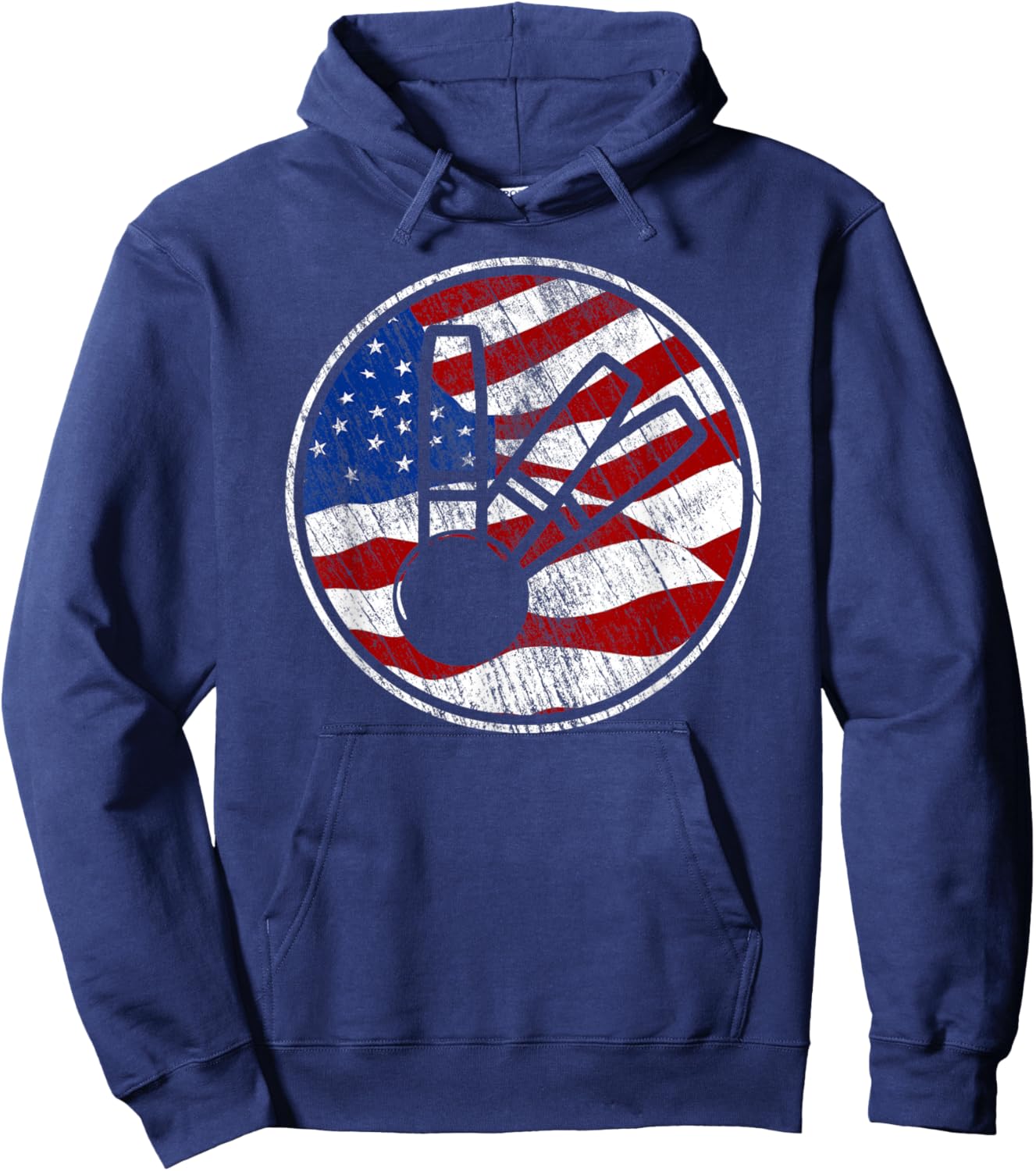 Candlepin Bowling American Flag - Vintage Candlepin Bowling Hoodie - Hoodie | Navy