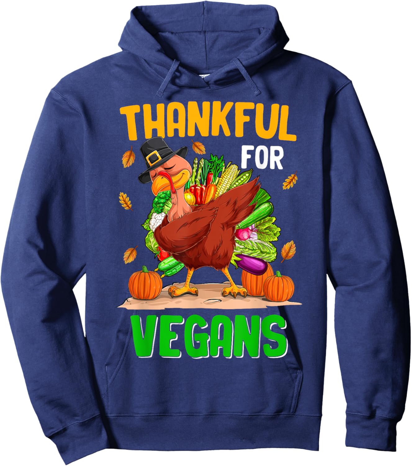 Funny Thanksgiving for Vegan Turkey Not Food - -Adults, Black, 3X-Large, Short Sleeve Hoodie - Hoodie | Navy