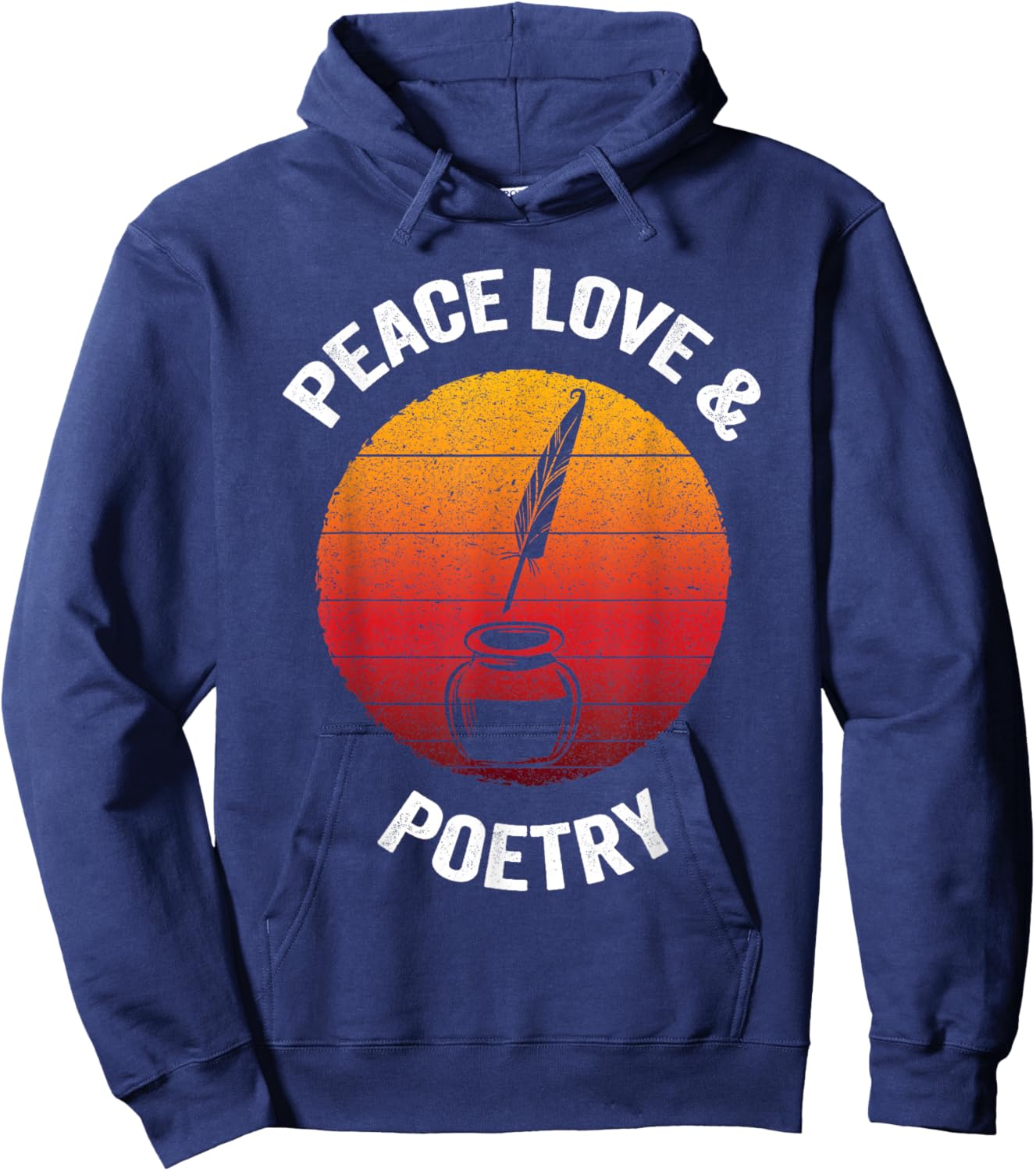 Peace Love & Poetry | Vintage Poem Literature Hoodie - Hoodie | Navy