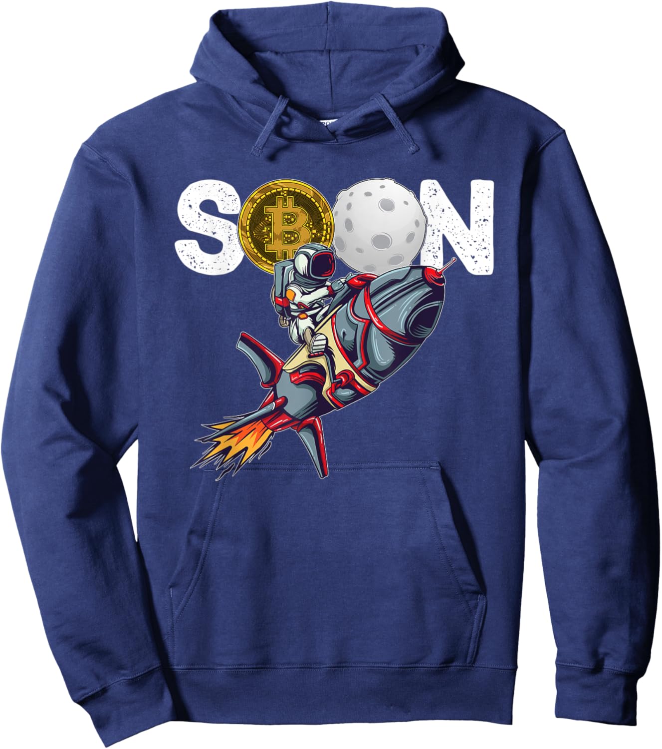 Bitcoin "SOON" To Moon Cryptocurrency HODL Funny Crypto Hoodie - Hoodie | Navy