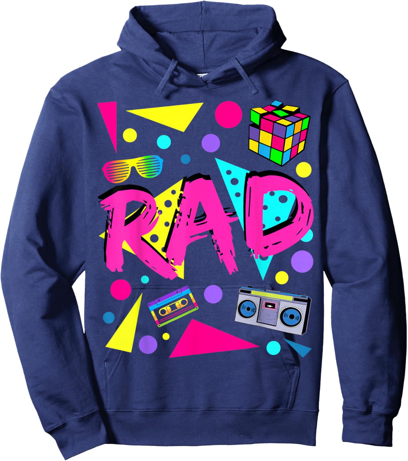 Rad 1980s Vintage Eighties Costume Party Hoodie - Hoodie | Navy