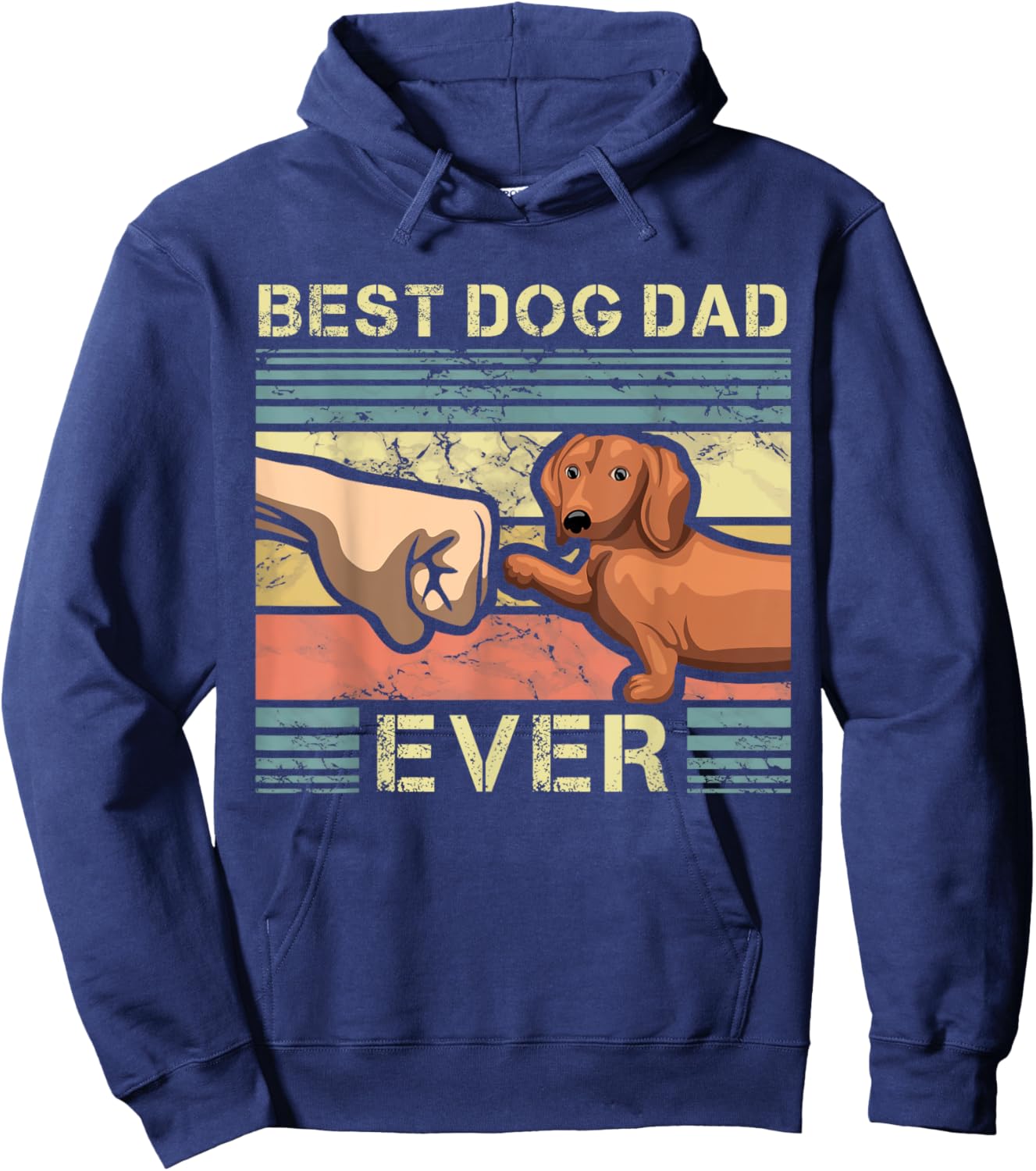 Best Dachshund Dad Ever Funny Wiener Dog Animal Lover Father Hoodie - Hoodie | Navy