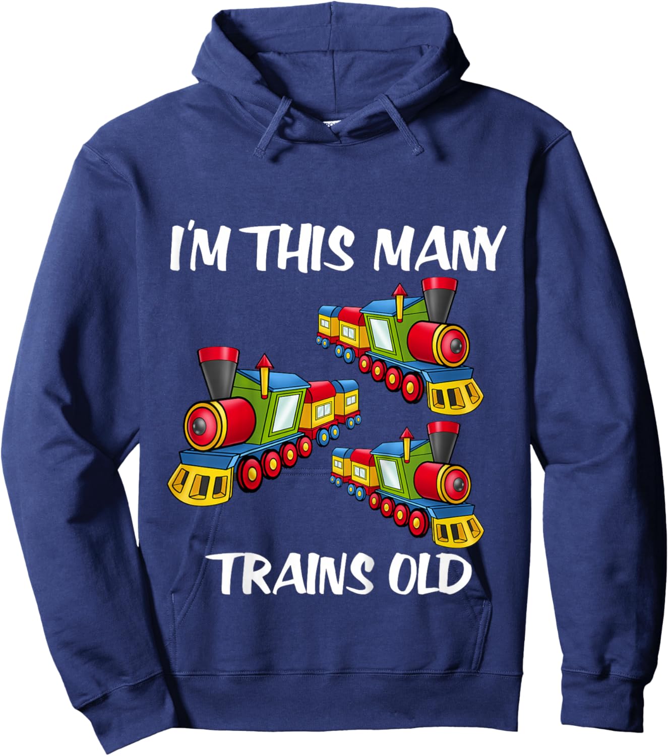 Kids I'm This Many Trains Old Boy 3rd Birthday 3 Years Old Hoodie - Hoodie | Navy
