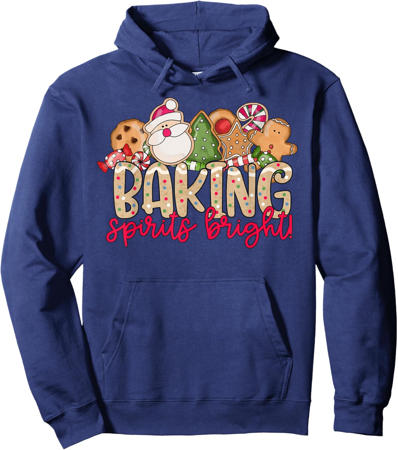Baking Spirits Bright Christmas Baker Holiday Baking Team Hoodie - Hoodie | Navy