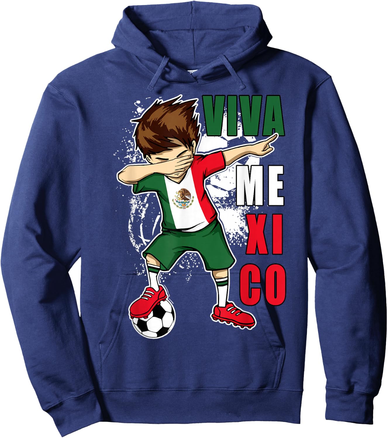 Viva Mexico Mexican Soccer Boy Independence Day Flag Kids Hoodie - Hoodie | Navy