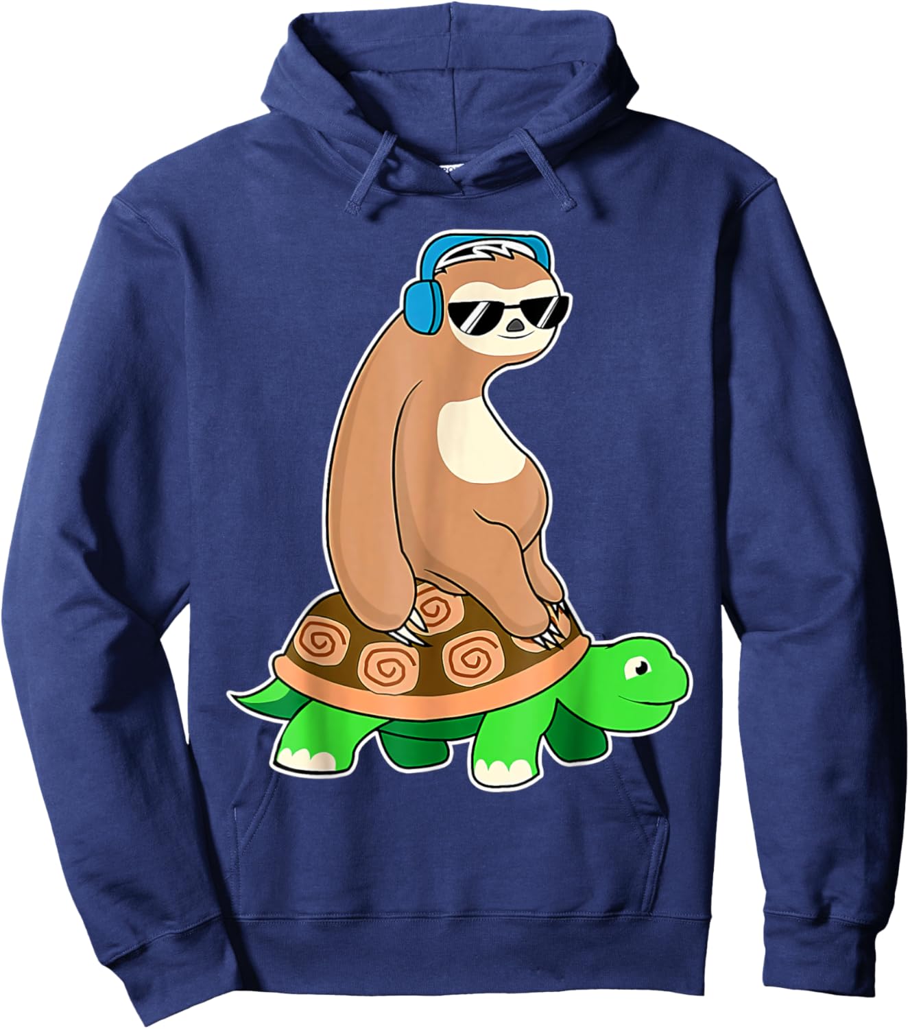 Sloth Riding Turtle Running Riding Team Hoodie - Hoodie | Navy