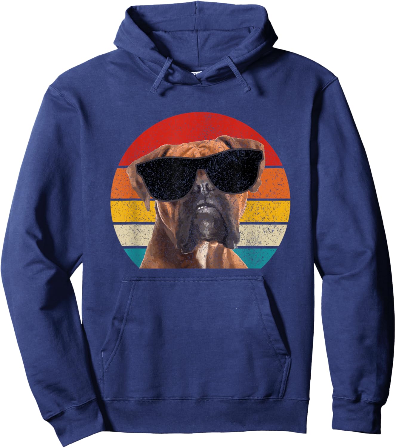 Boxer Dog Sunglasses Vintage Funny Dog Men Women Kids Hoodie - Hoodie | Navy