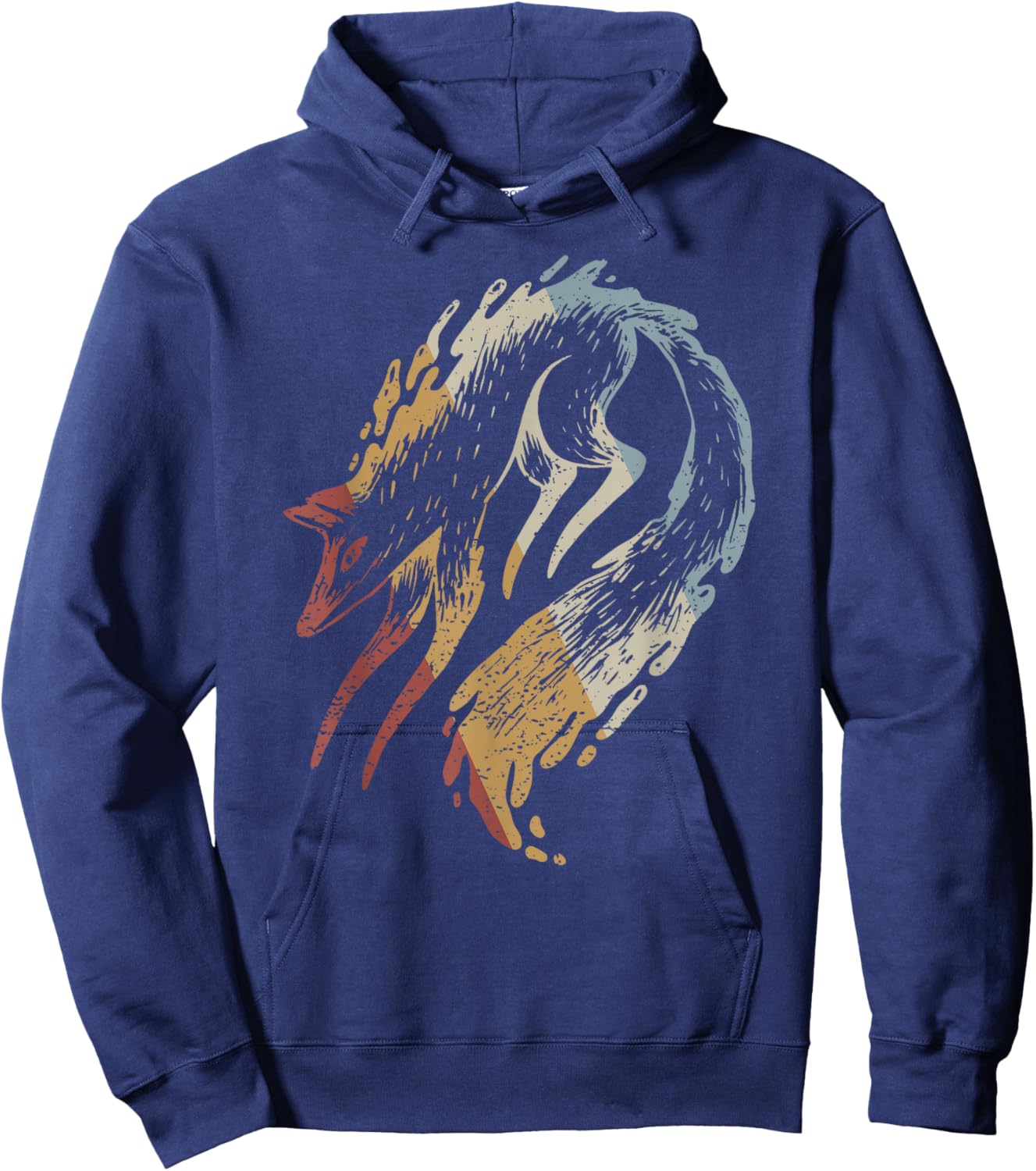 Fox Retro Style Vintage Hoodie - Hoodie | Navy