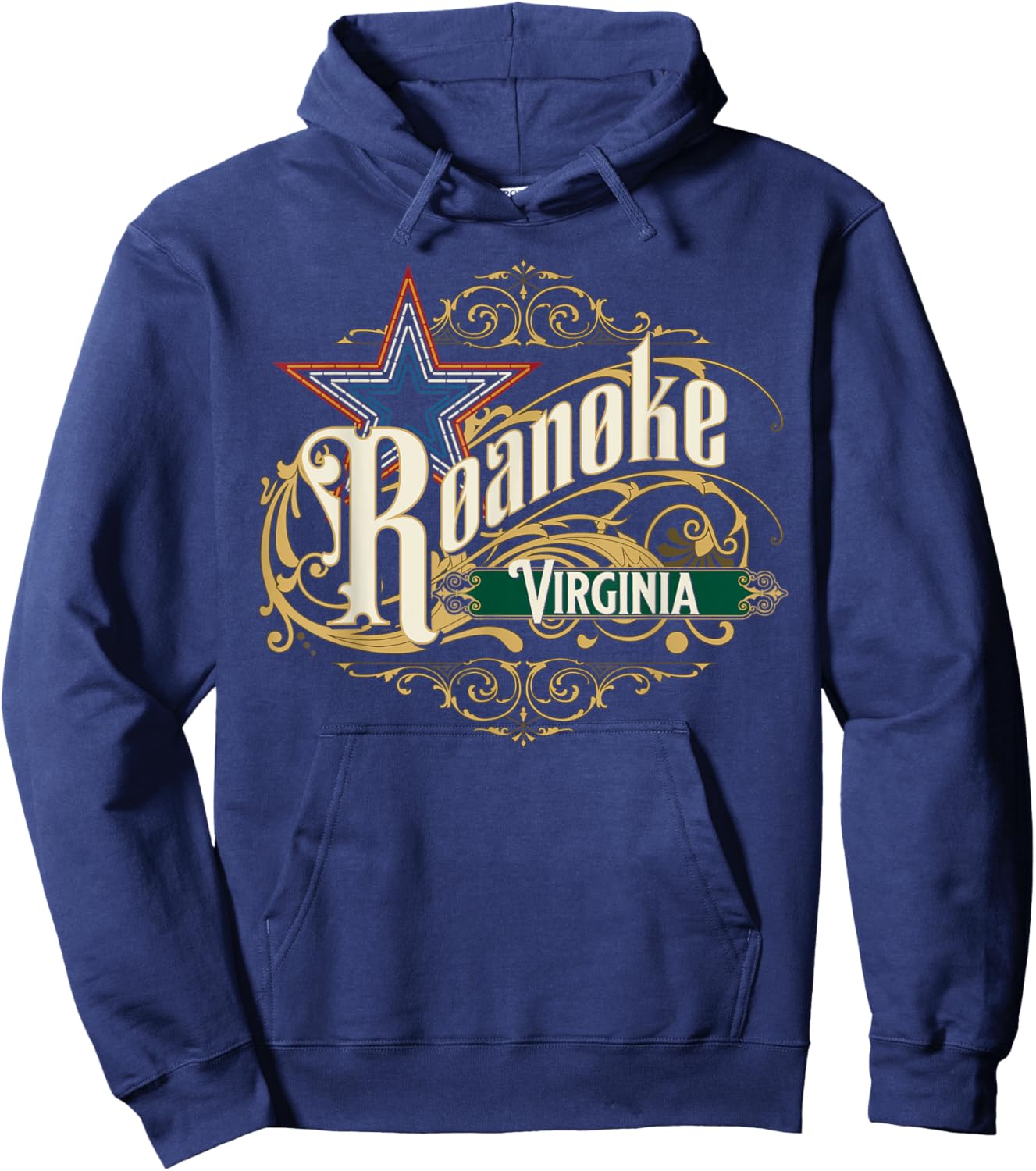 Roanoke VA Blue Ridge Mountains Virginia Mill Mountain Star Hoodie - Hoodie | Navy