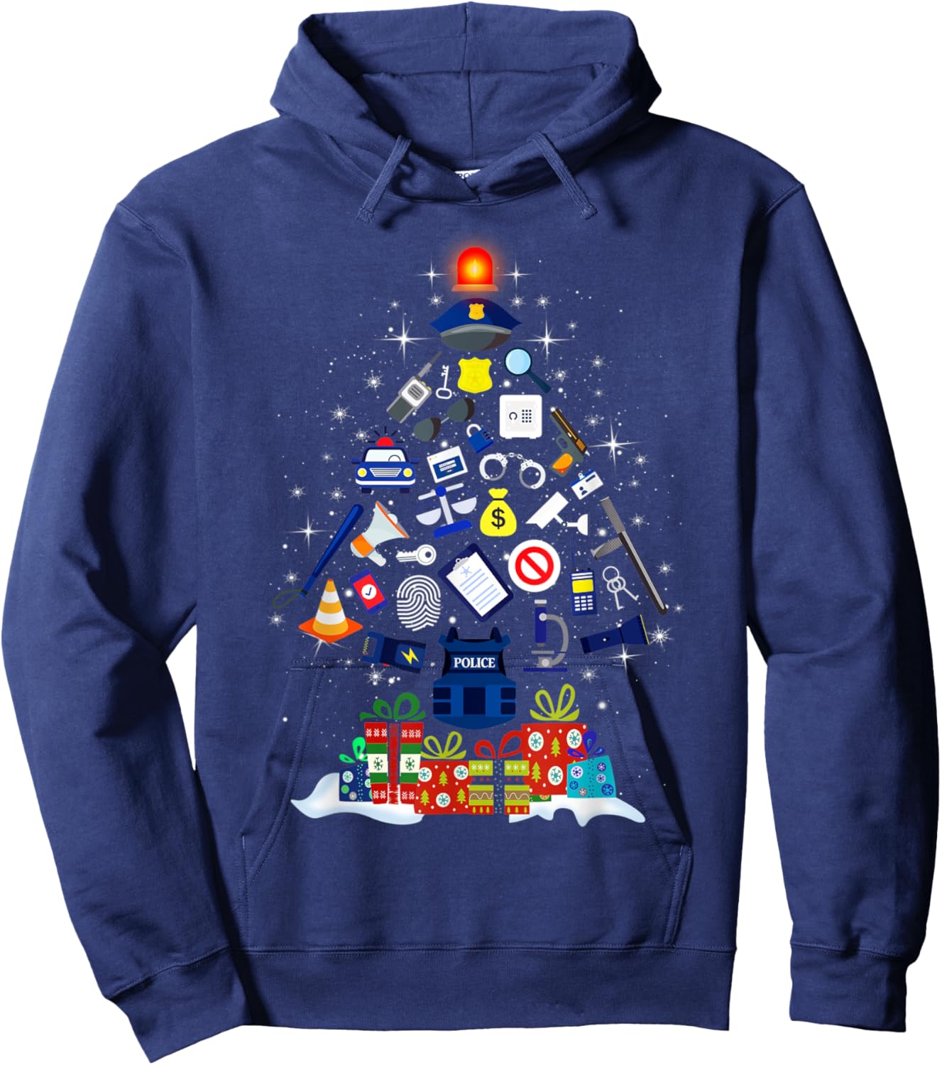 Christmas Tree Police Officer Military Policeman Men Women Hoodie - Hoodie | Navy