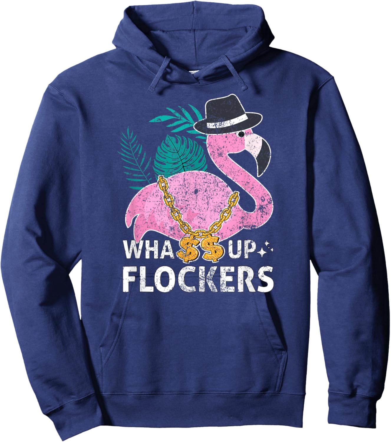 Whassup Flockers Summer Gangster Flamingo HipHop Bird Women Hoodie - Hoodie | Navy