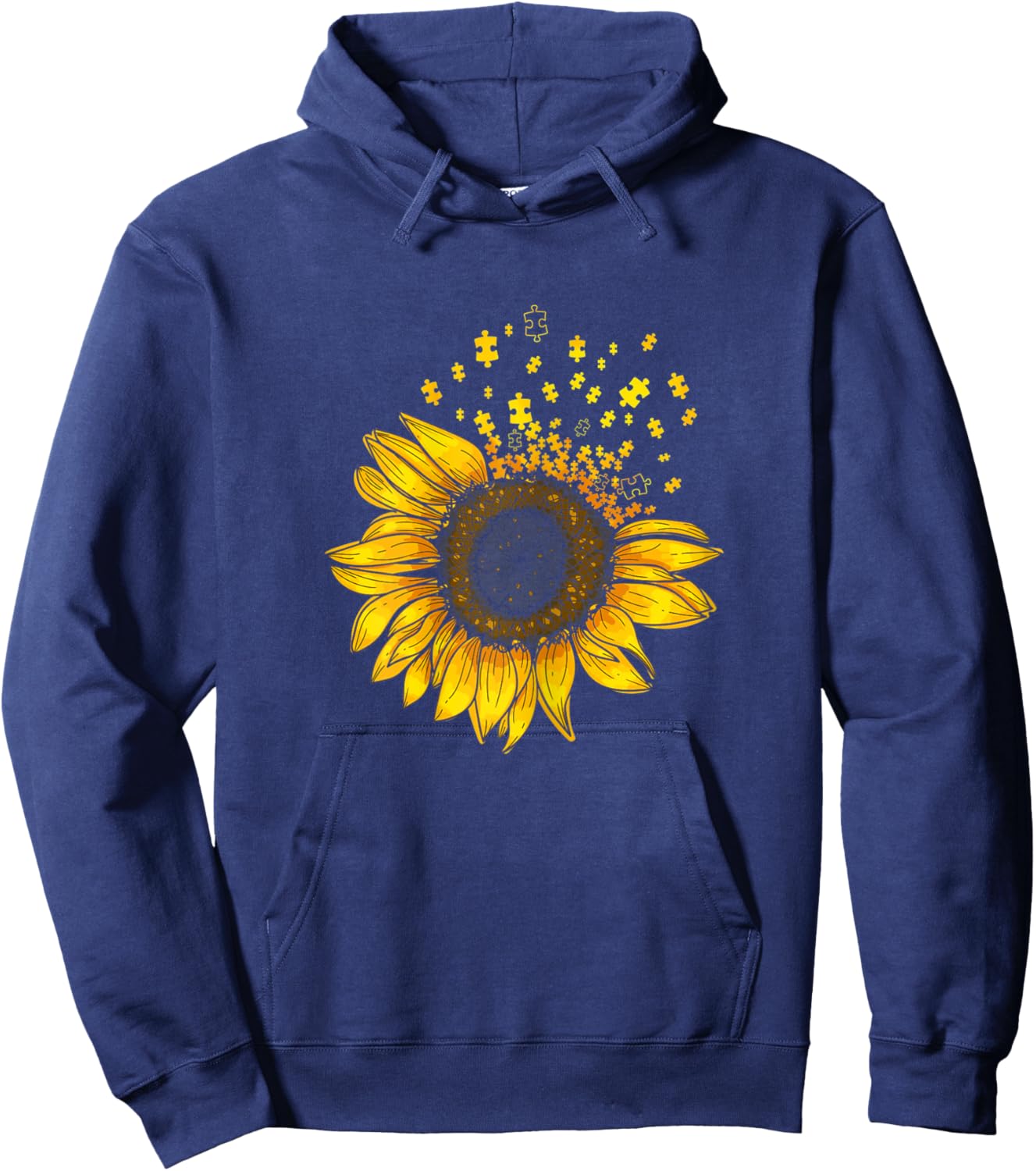 Sunflower Puzzle Pieces Autism Awareness For Mom Teacher Hoodie - Hoodie | Navy