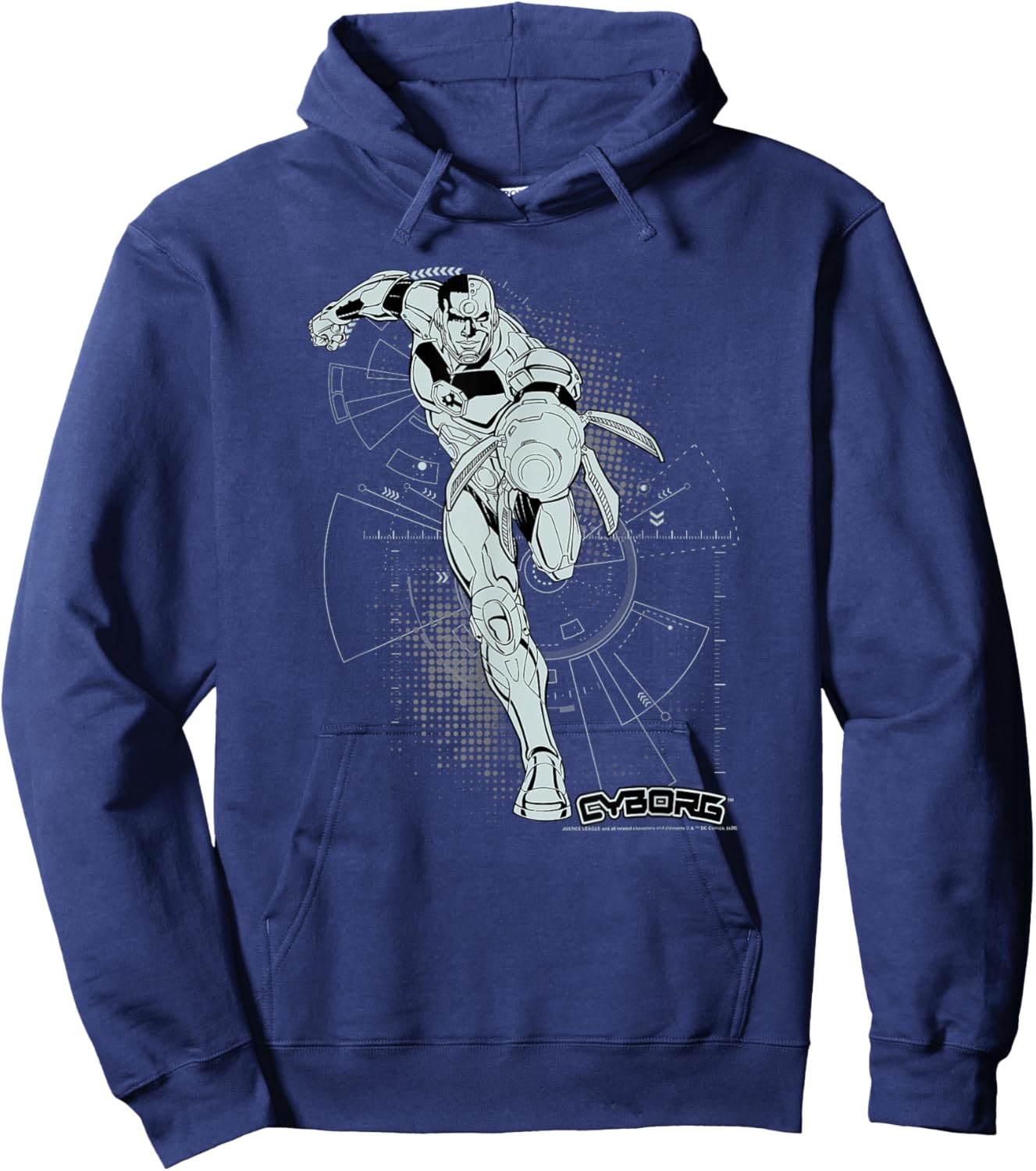 DC Comics Justice League Cyborg Comic Battle Plans Hoodie - Hoodie | Navy