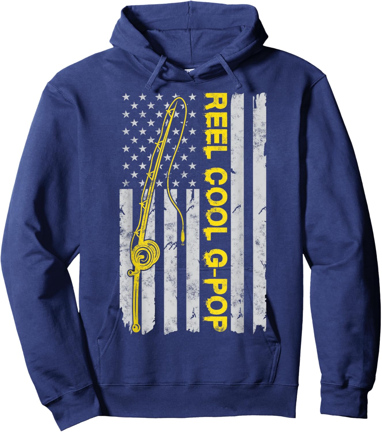 Reel Cool G-Pop American Funny Fishing Flag Gift G-Pop Hoodie - Hoodie | Navy