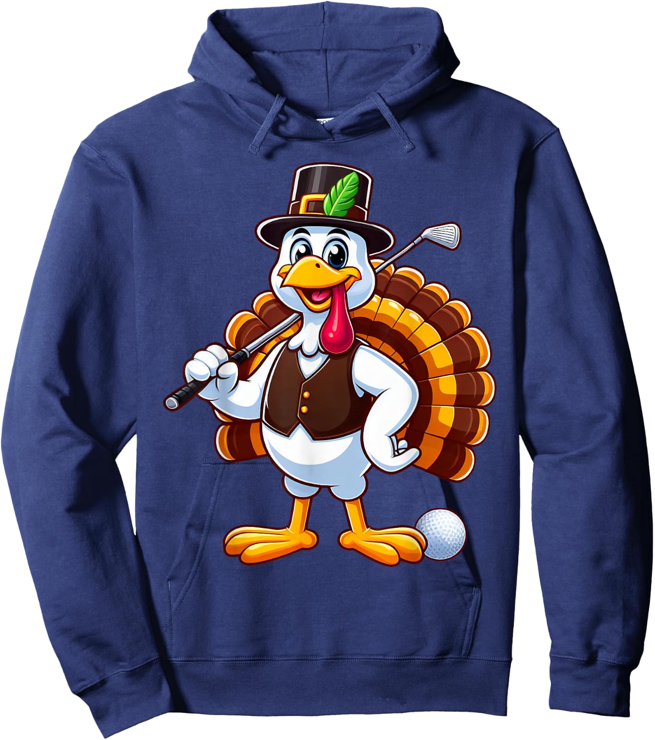 Cool Thanksgiving Golf Gobble Player Turkey Golf Men Women Hoodie - Hoodie | Navy