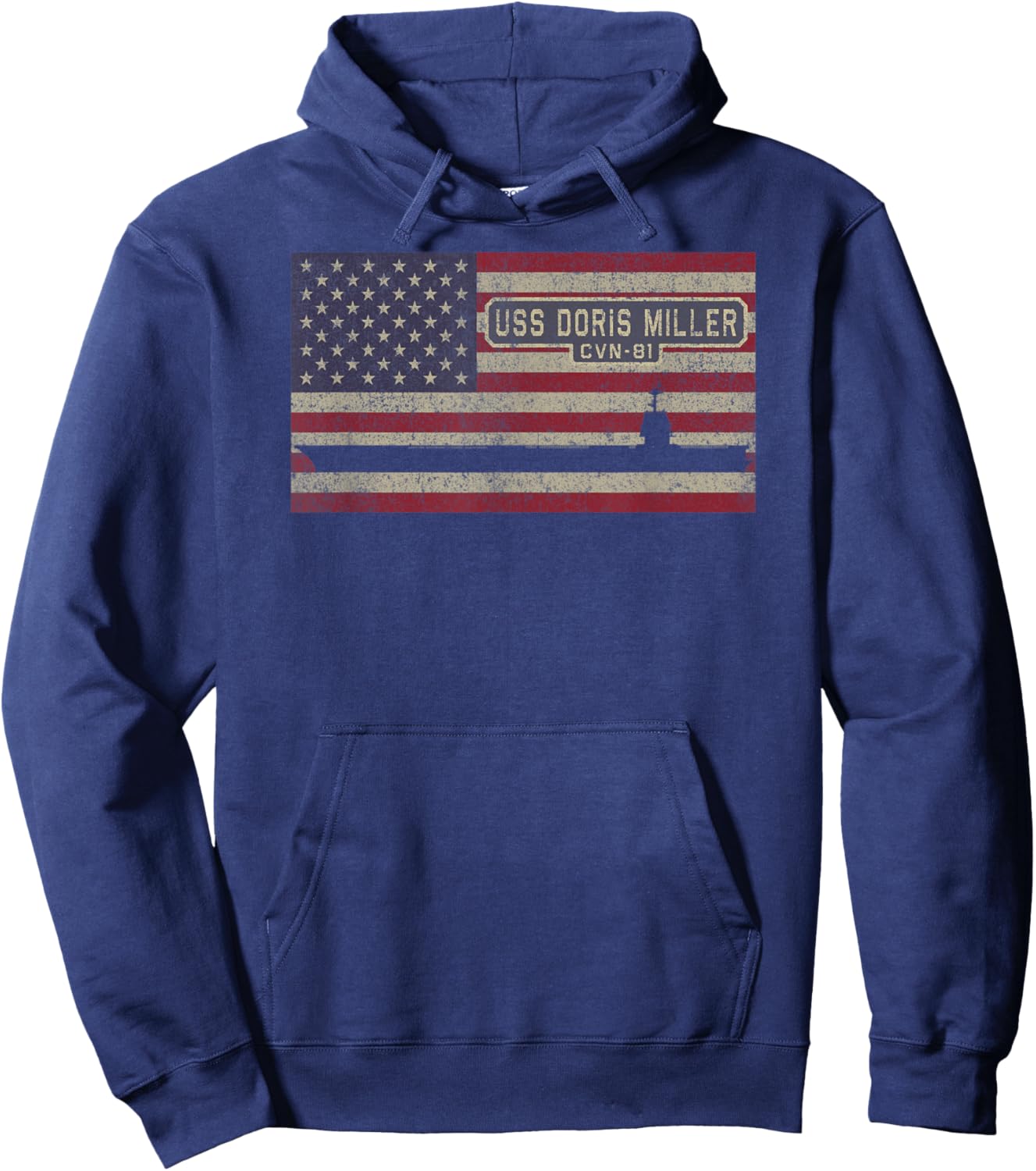 USS Doris Miller CVN-81 Aircraft Carrier American Flag Women Kids Men Hoodie - Hoodie | Navy