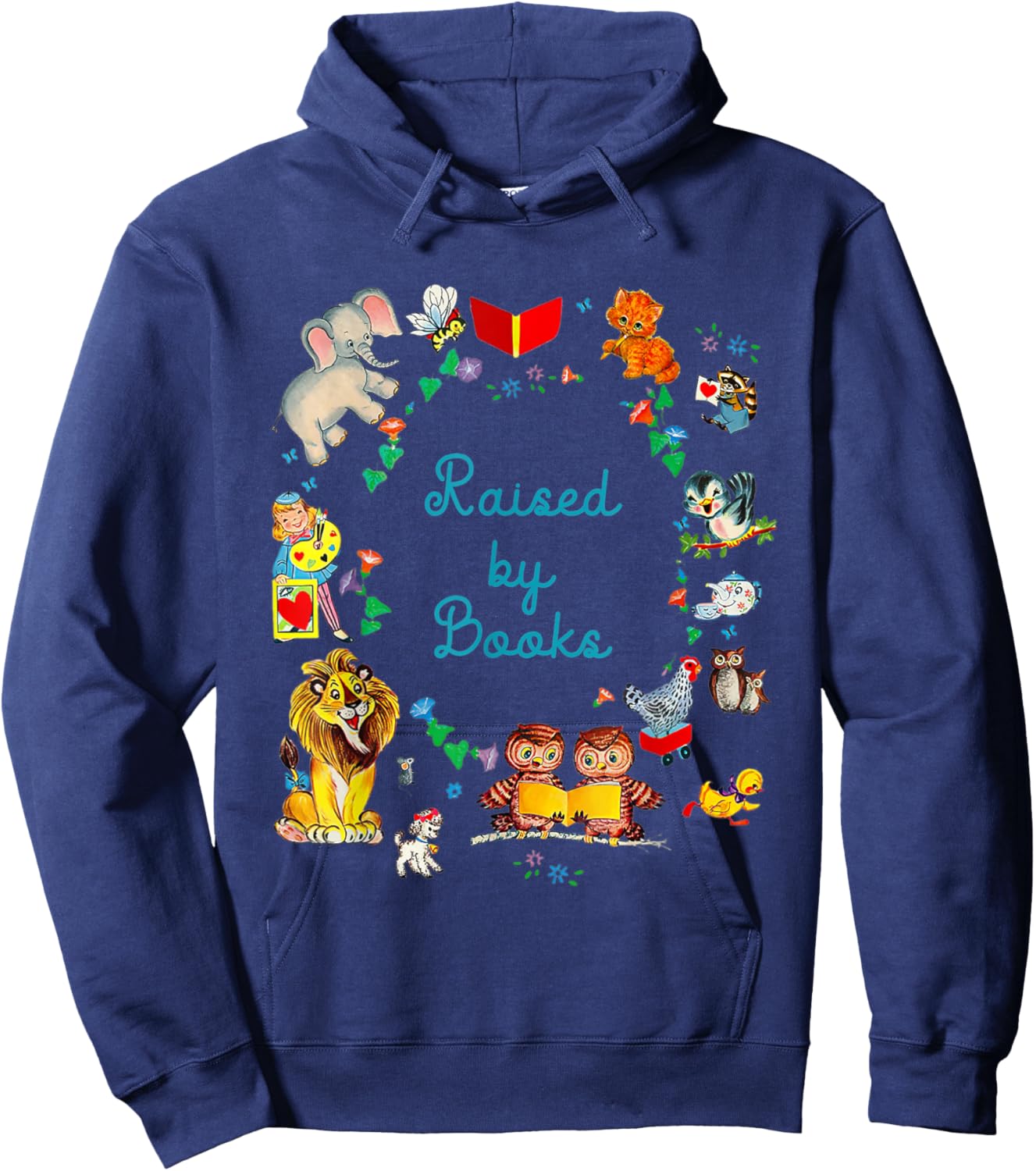 Funny Saying About Reading Raised By Books Hoodie - Hoodie | Navy