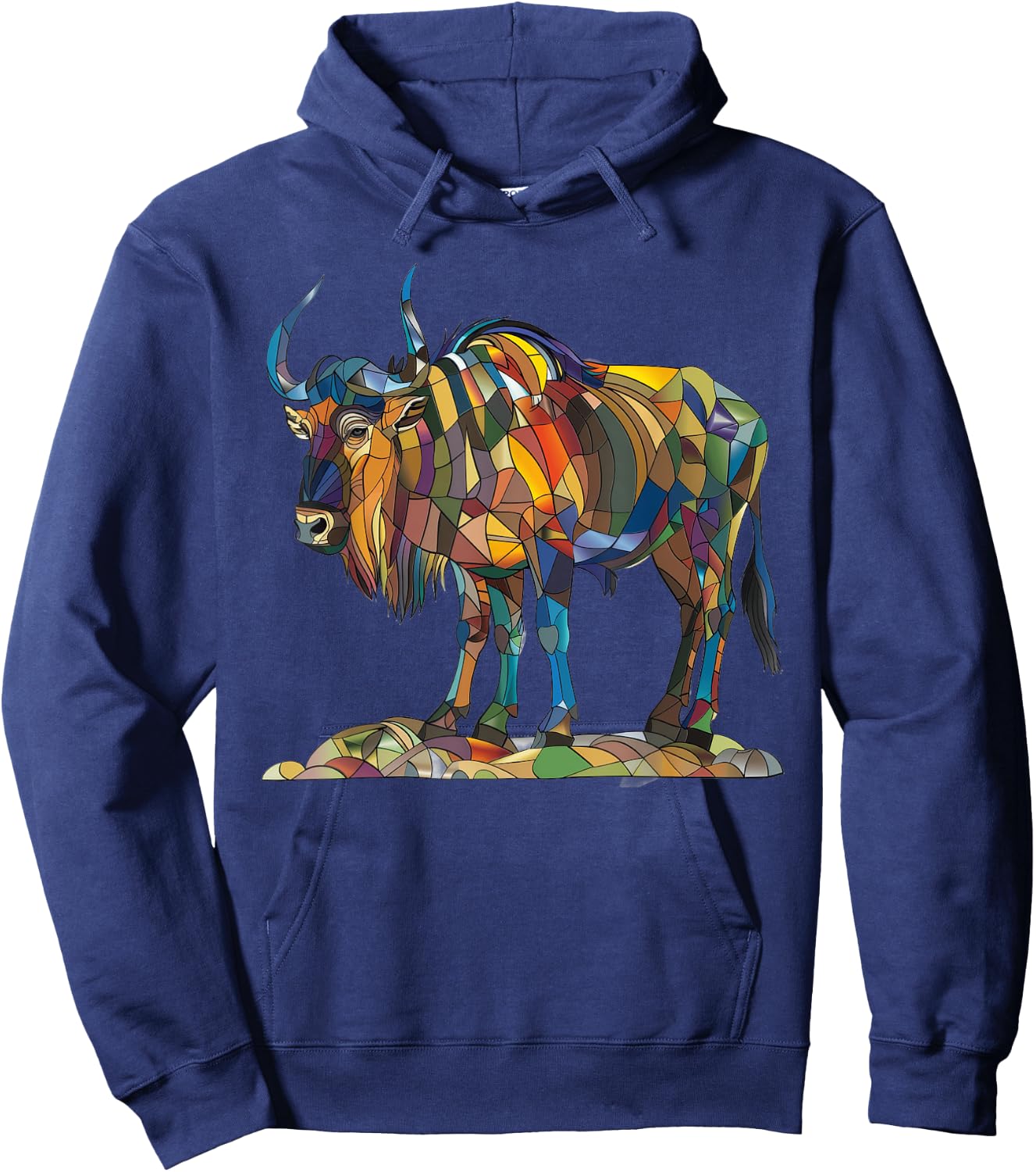 Wildebeest Stained Glass Hoodie - Hoodie | Navy