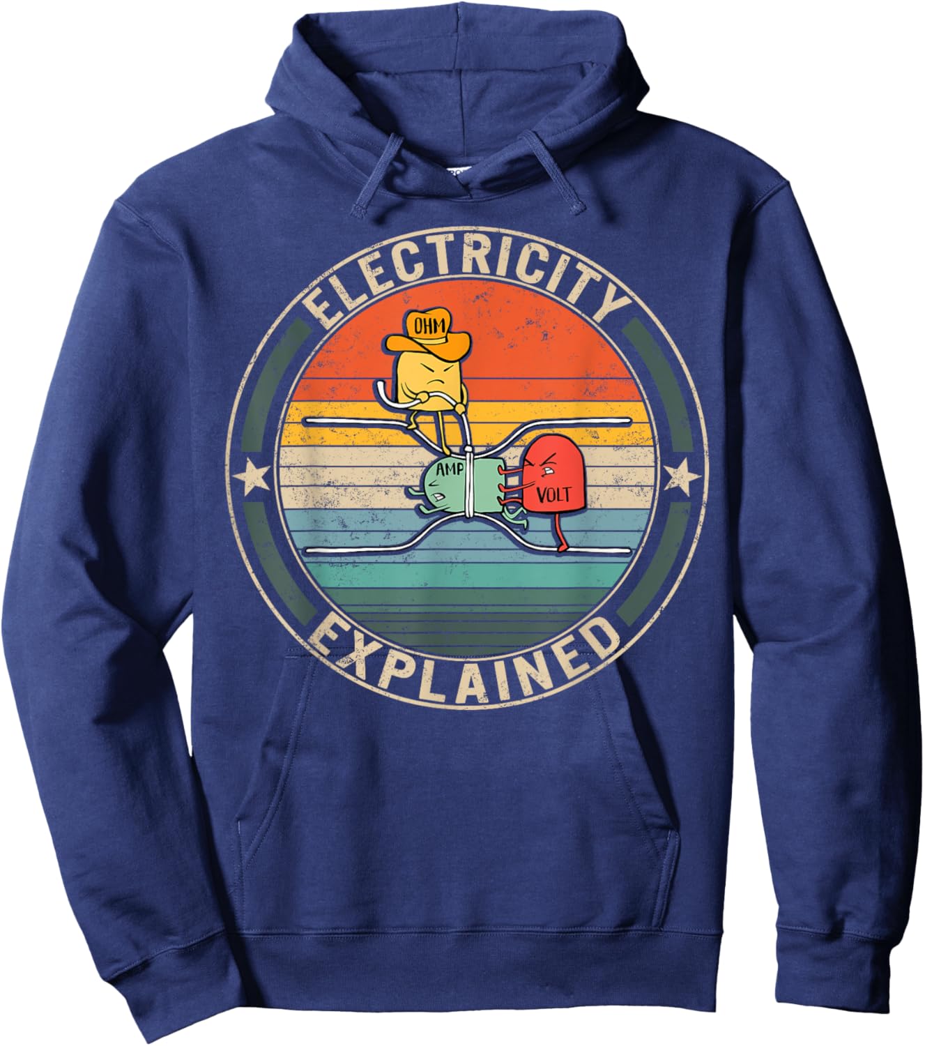 Electricity Explained Cute Ohm Volt Amp Electrical Engineer Hoodie - Hoodie | Navy