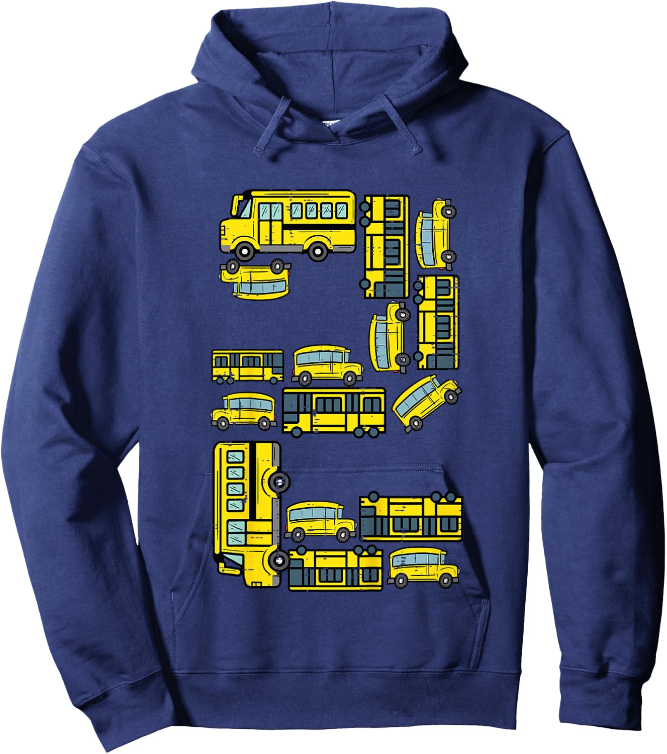 Kids 2nd Birthday 2 School Buses Bday Party Boys Kids Toddler Hoodie - Hoodie | Navy