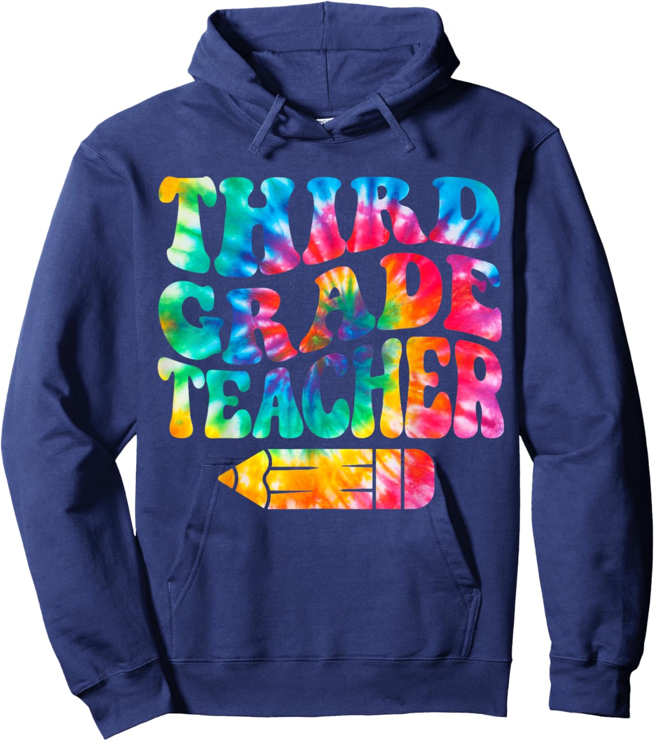 Retro Third Grade Teacher Tie Dye Funny 3rd Grade Teacher Hoodie - Hoodie | Navy