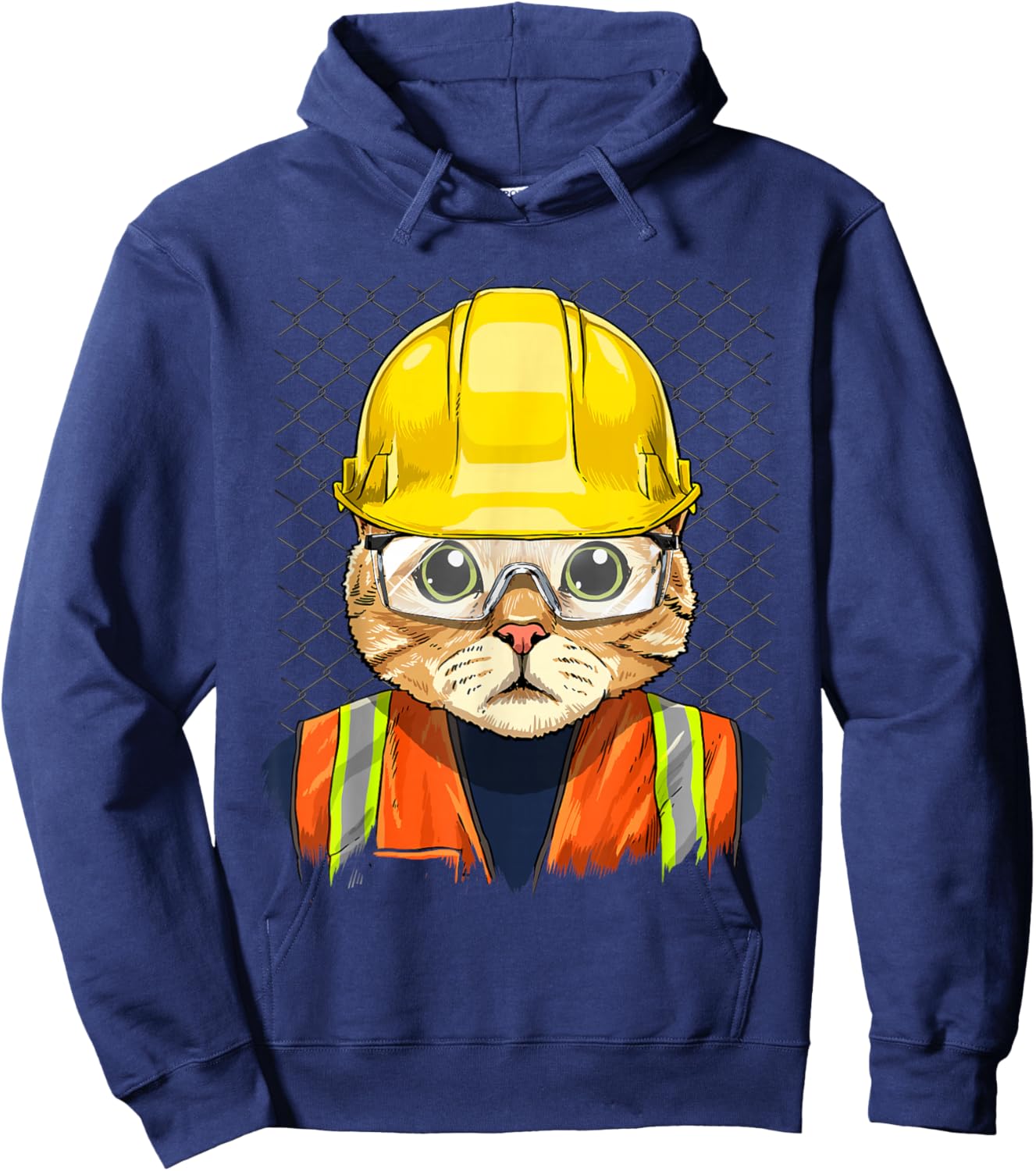 Cat Construction Worker Feline Cat Kitten Hoodie - Hoodie | Navy