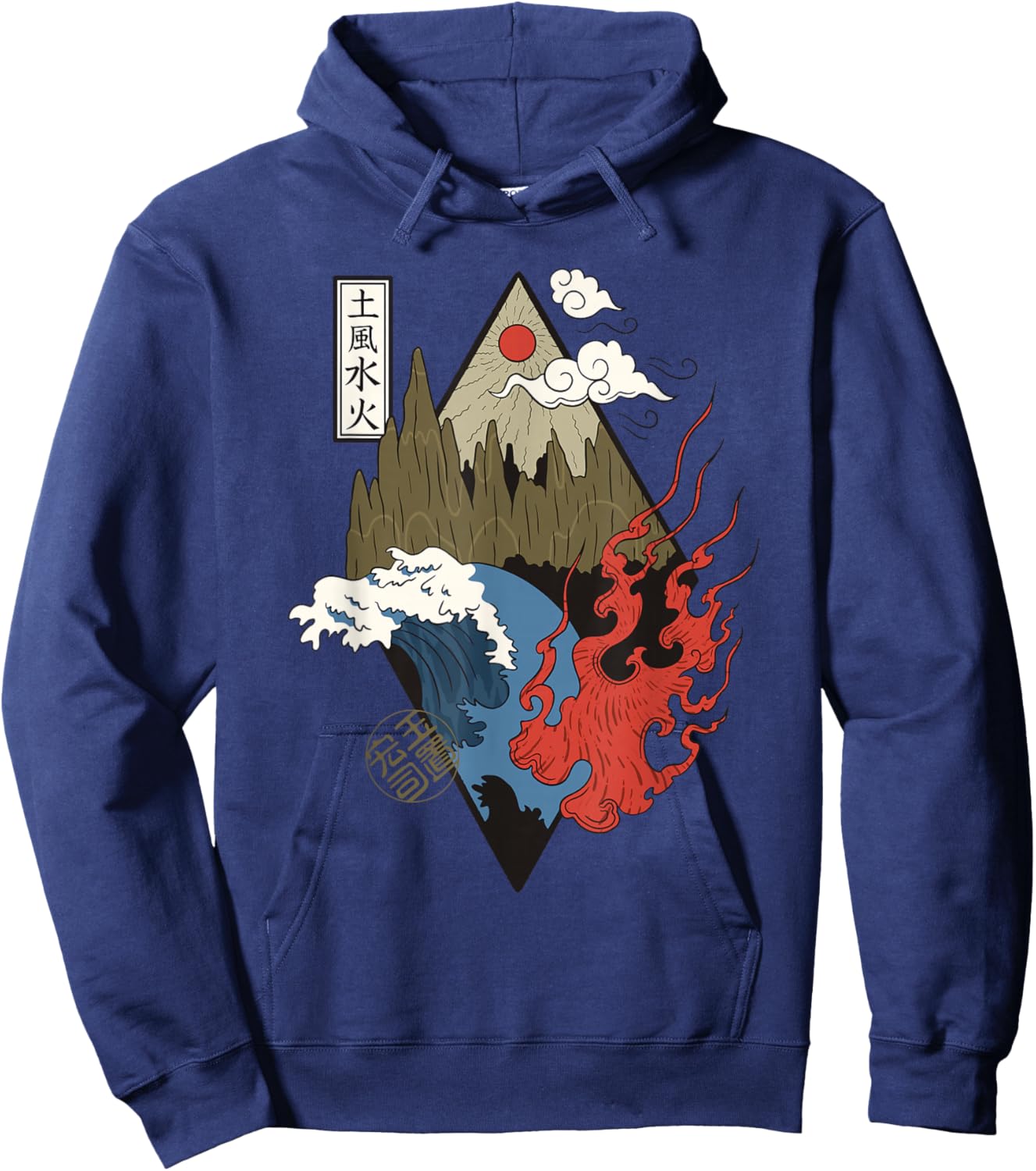 Four elements, water, air, fire, earth design Hoodie - Hoodie | Navy