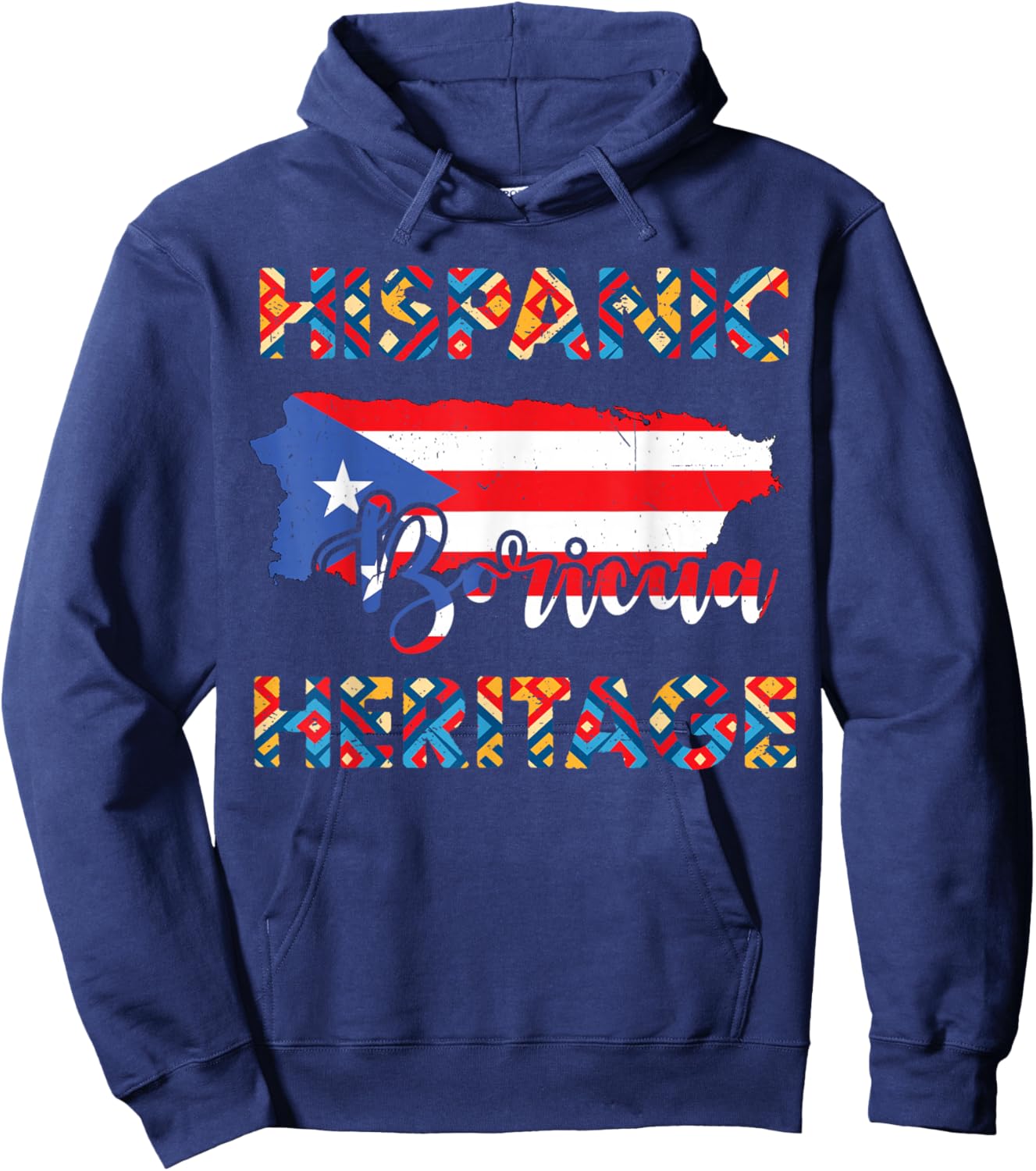 Puerto Rico Flag Shirt Hispanic Heritage Month Boricua Rican Hoodie - Hoodie | Navy