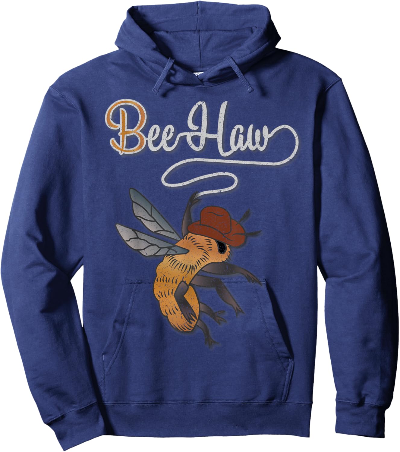 Retro Vintage Bee Haw Cowboy Cowgirl Wild Western Country Hoodie - Hoodie | Navy