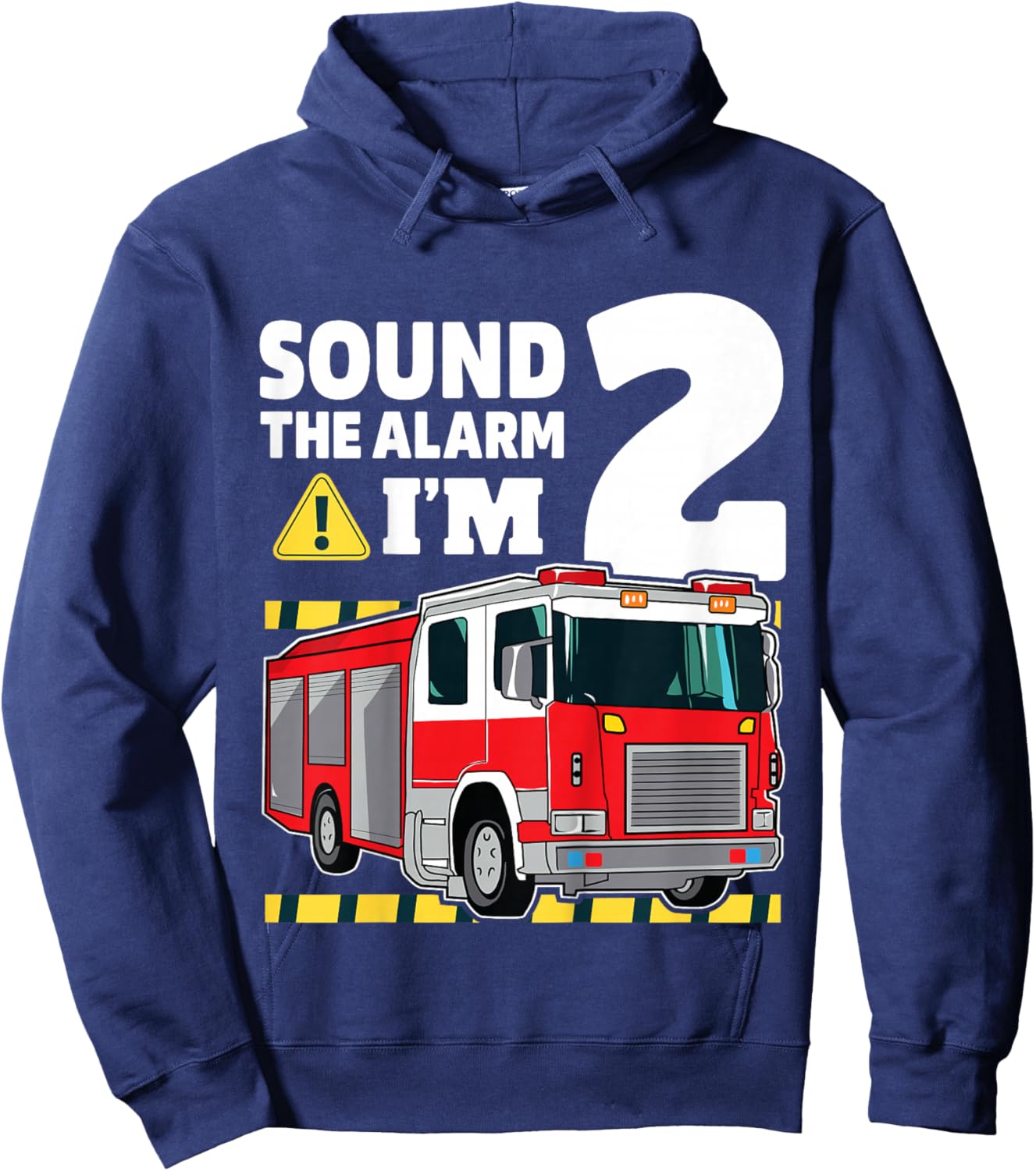 Kids 2nd Birthday Boy Fire Truck 2 Two Year Old Firefighter Hoodie - Hoodie | Navy