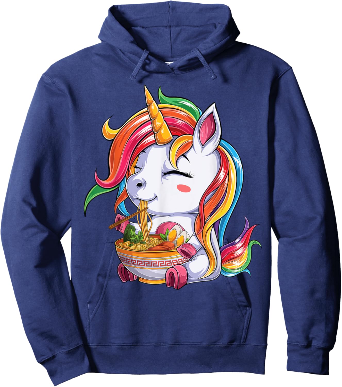 kawaii japanese anime Unicorn Girl ramen Food Lovers Hoodie - Hoodie | Navy