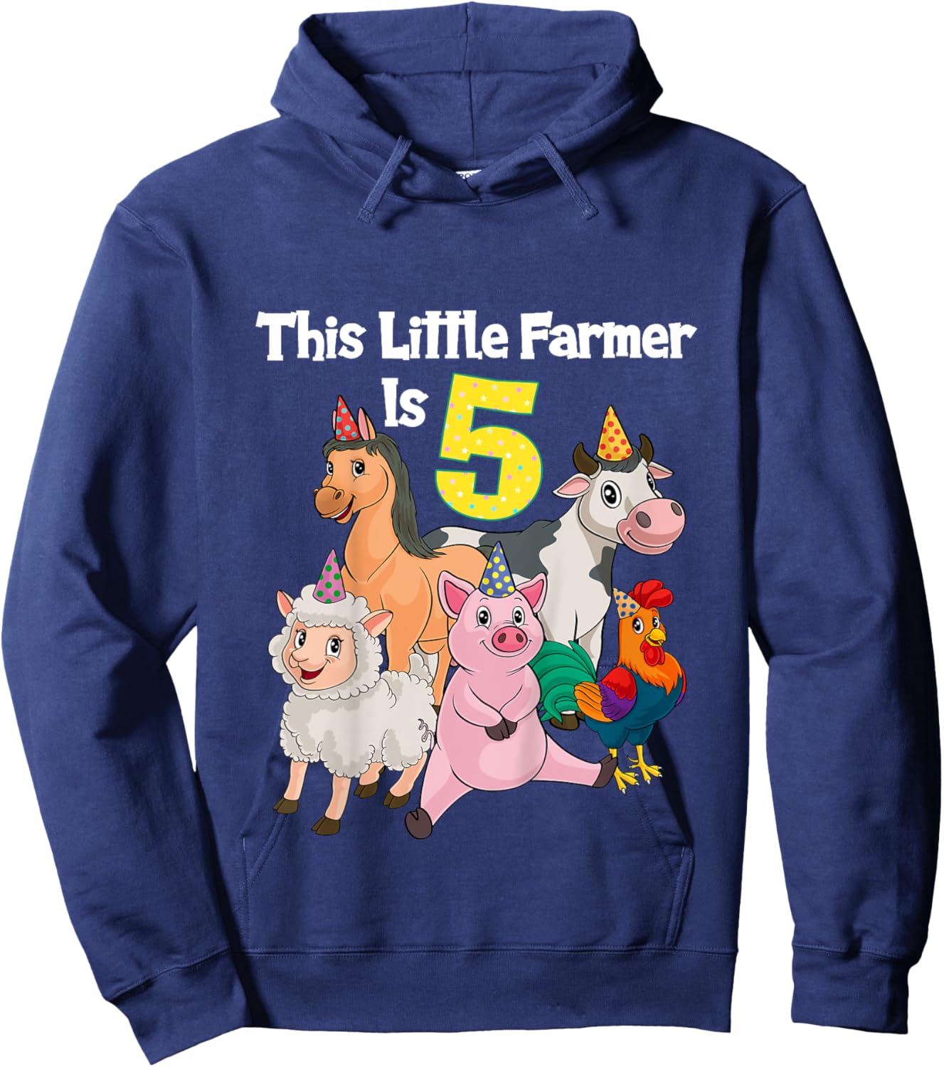 Barnyard 5 Year Old Farm Animals 5th Birthday Hoodie - Hoodie | Navy