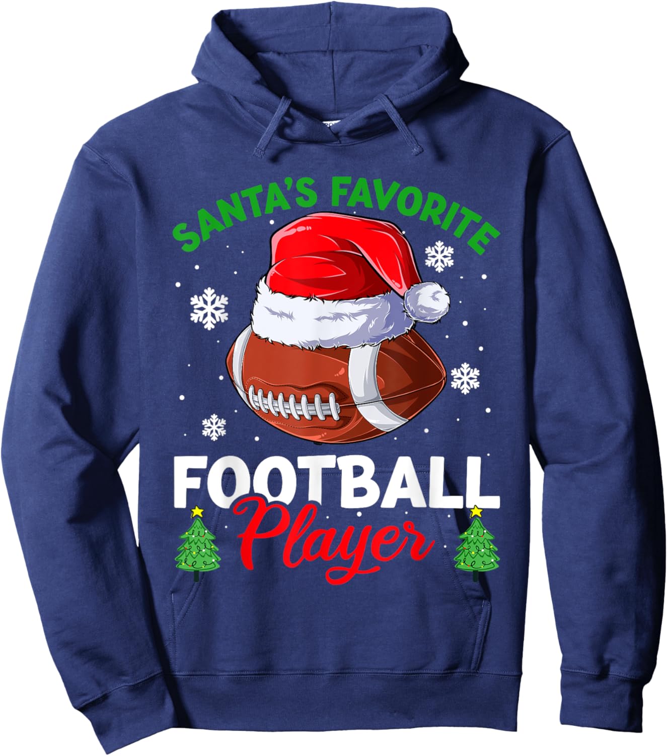 Santa's Favorite Football Player Men Apparel Christmas Sport Hoodie - Hoodie | Navy