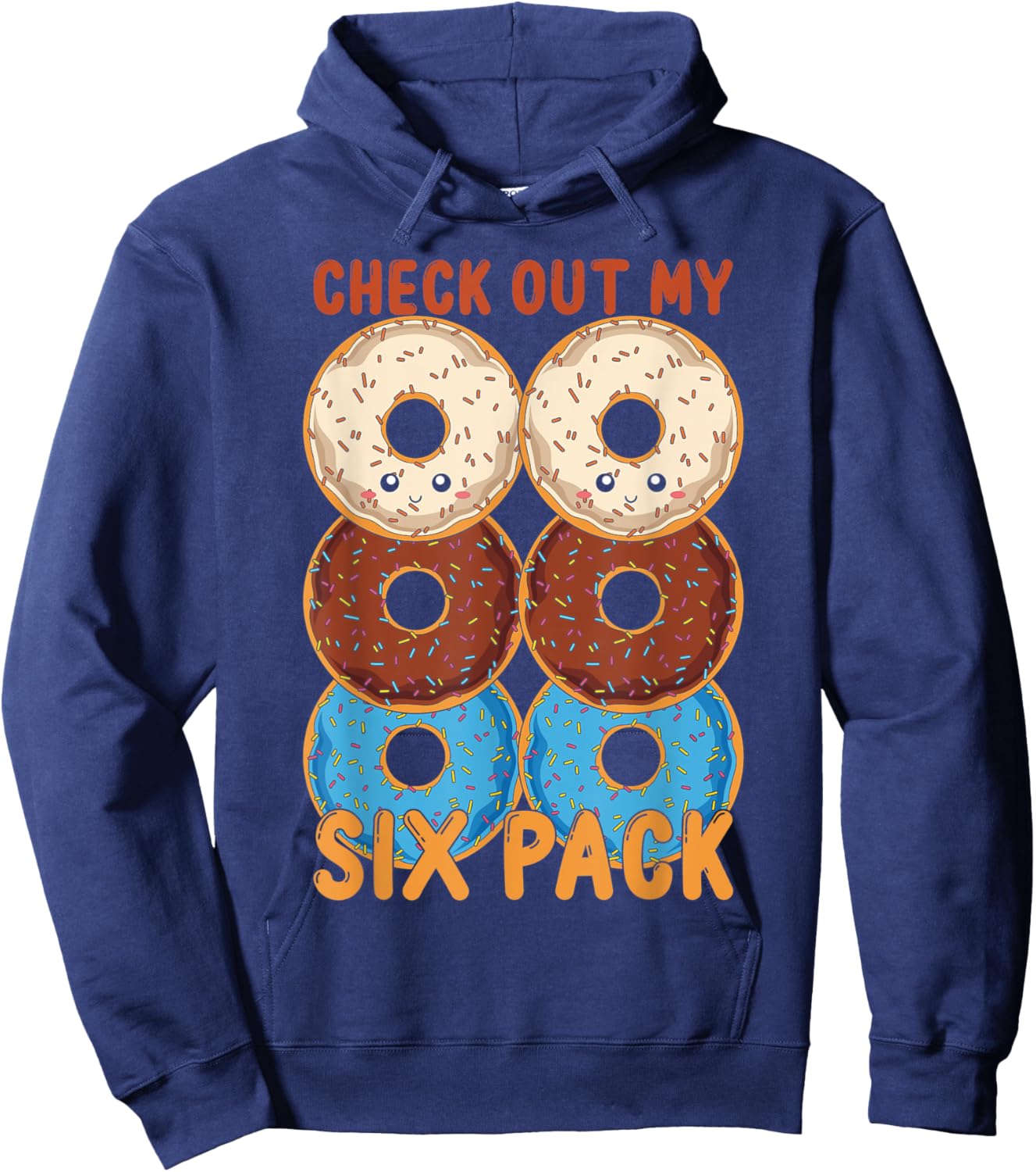 Funny Glazed Doughnuts Lover Abs Workout Six Pack Donuts Hoodie - Hoodie | Navy