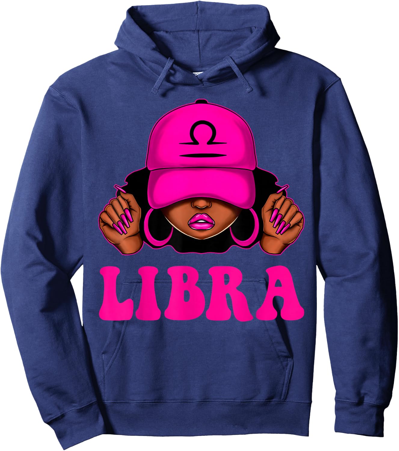 Libra Queen Sassy Black Woman Afro Girl Zodiac Birthday Hoodie - Hoodie | Navy