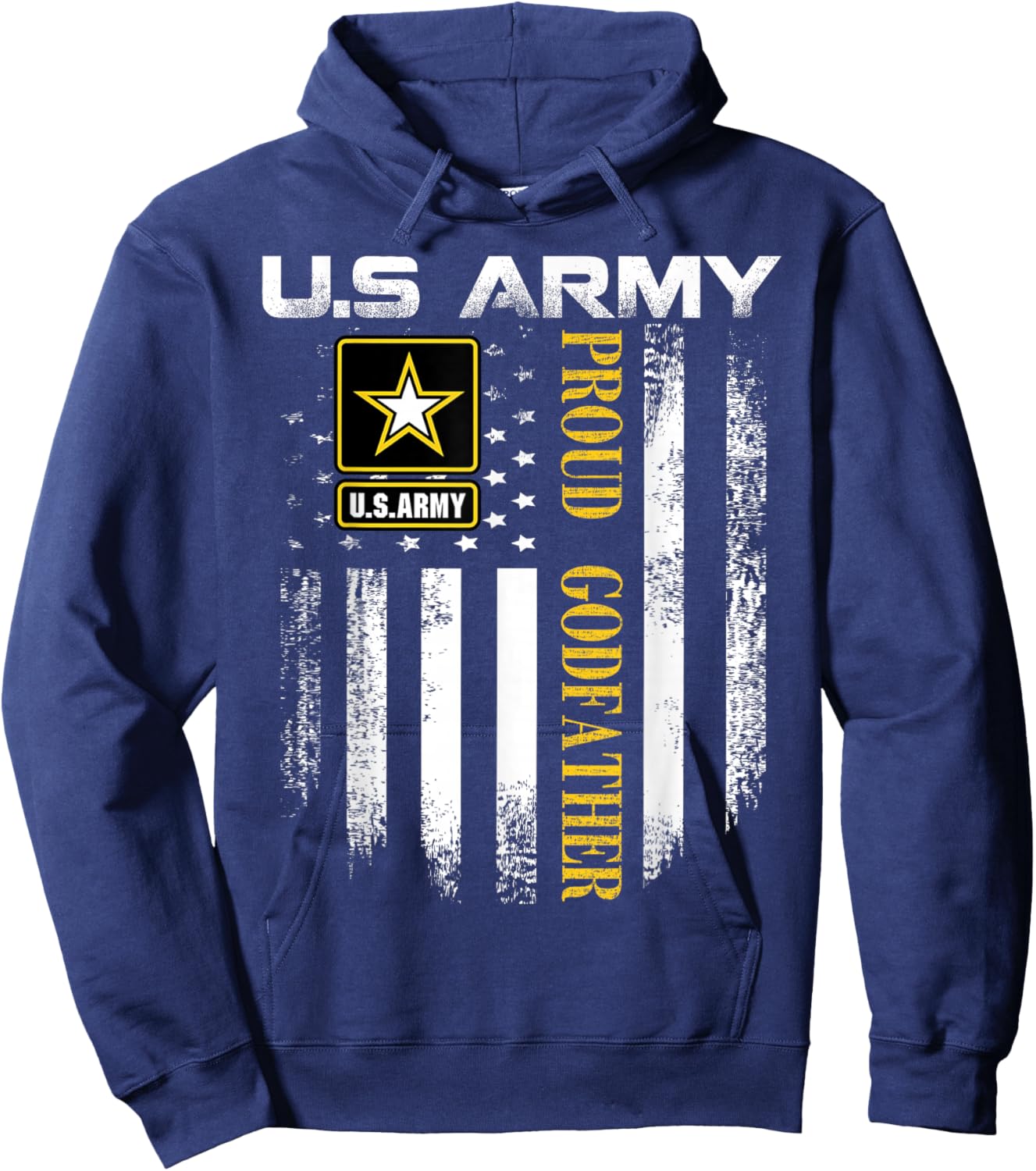Vintage U.S. Army Proud Godfather With American Flag Gift Hoodie - Hoodie | Navy