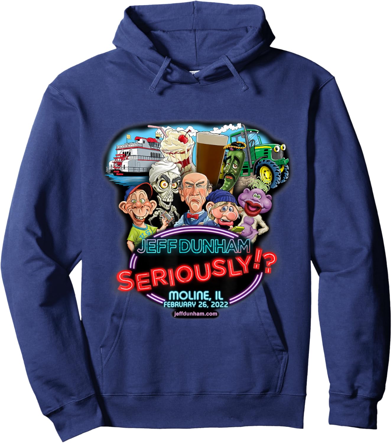 Jeff Dunham Moline, IL Hoodie - Hoodie | Navy