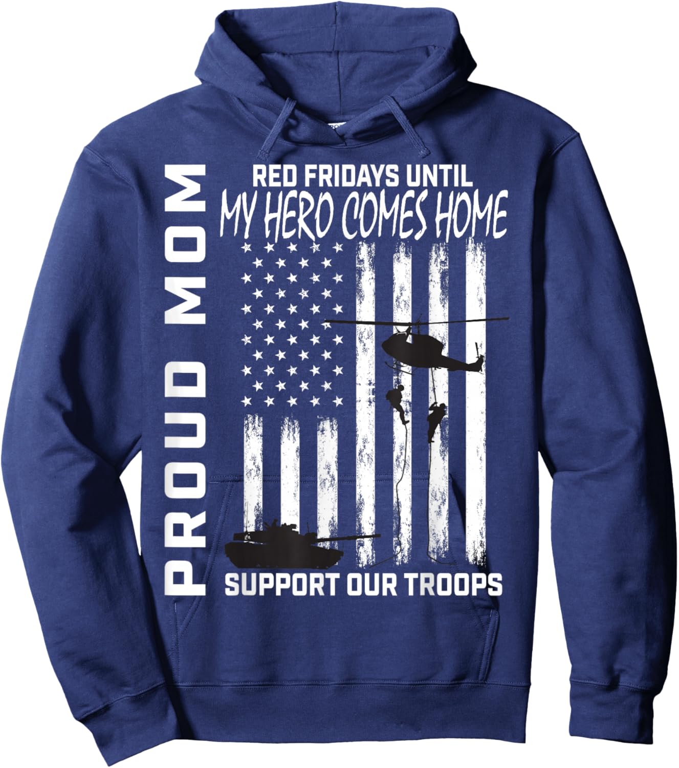 Son Daughter Mom Red Friday Military Support Troops USA Flag Hoodie - Hoodie | Navy