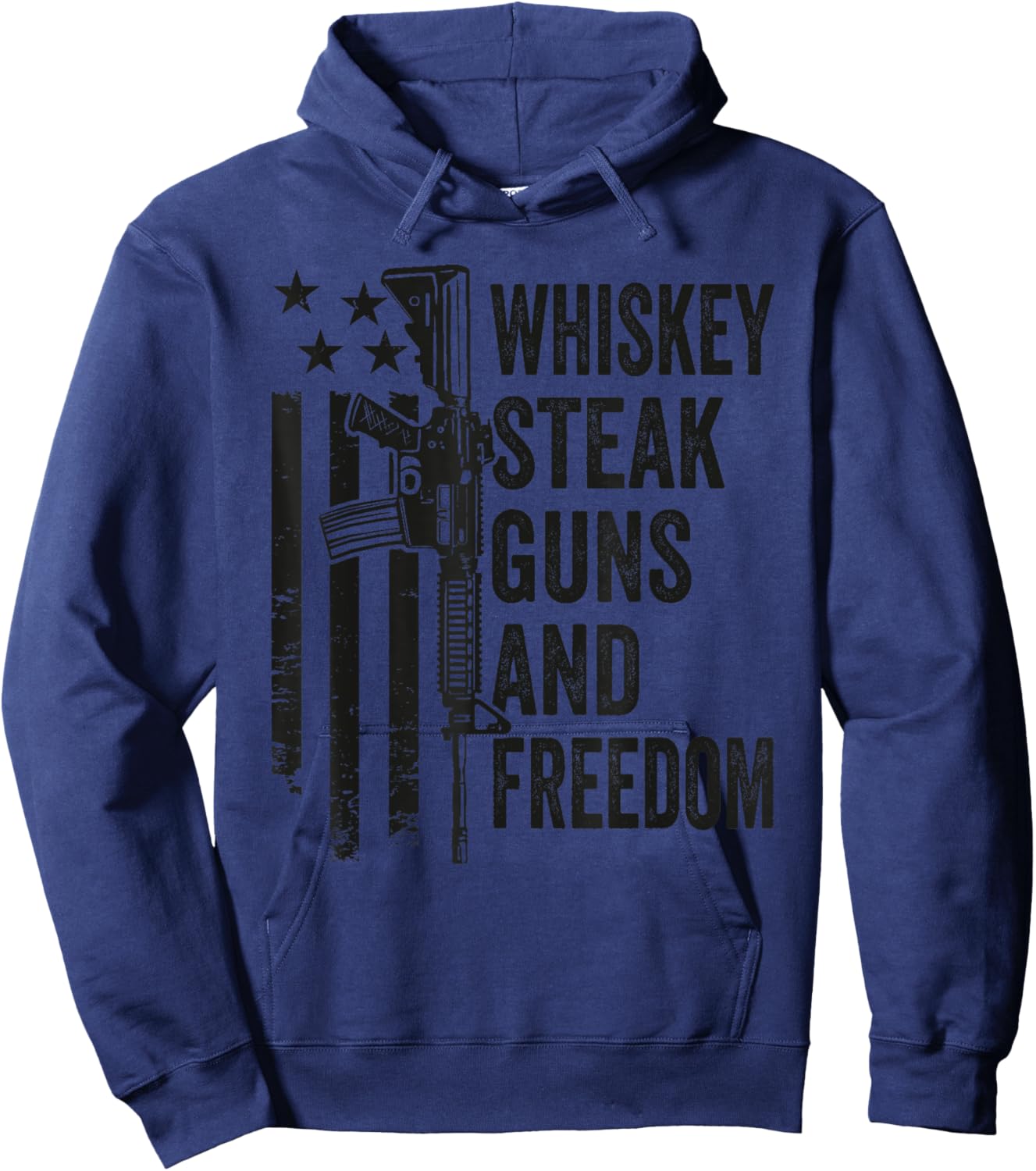 Whiskey Steak Guns & Freedom - Funny Gun BBQ Grill Camo Flag Hoodie - Hoodie | Navy