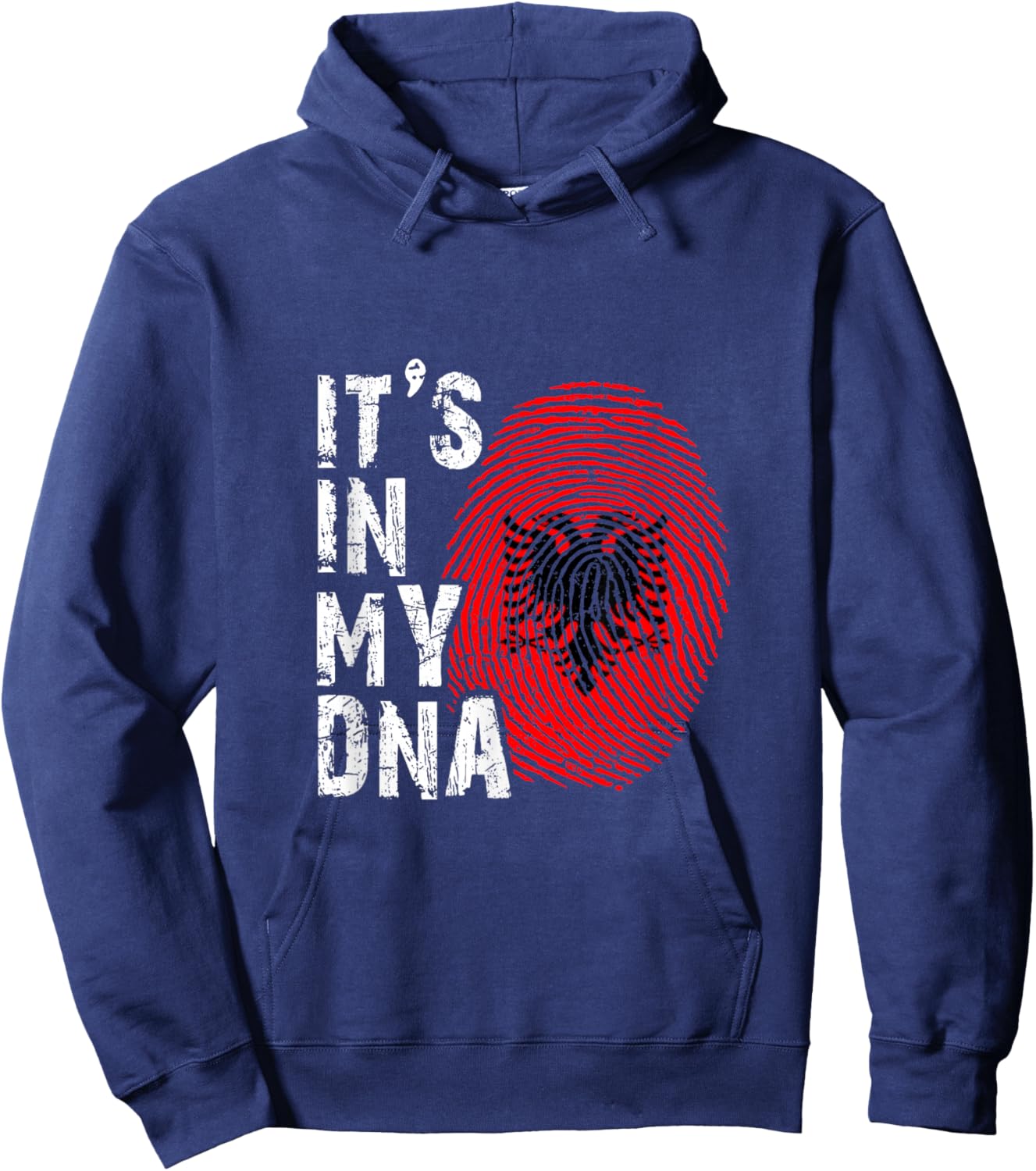 It is in my DNA fingerprint genes Albania flag country Gift Hoodie - Hoodie | Navy